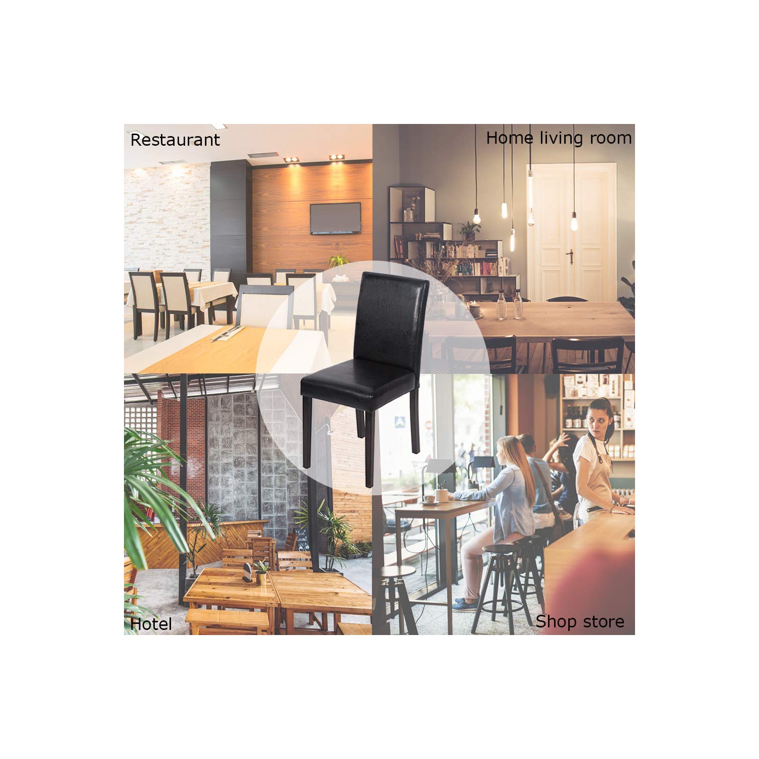 Furniture One Leather Dining Chairs Set of 4 Black