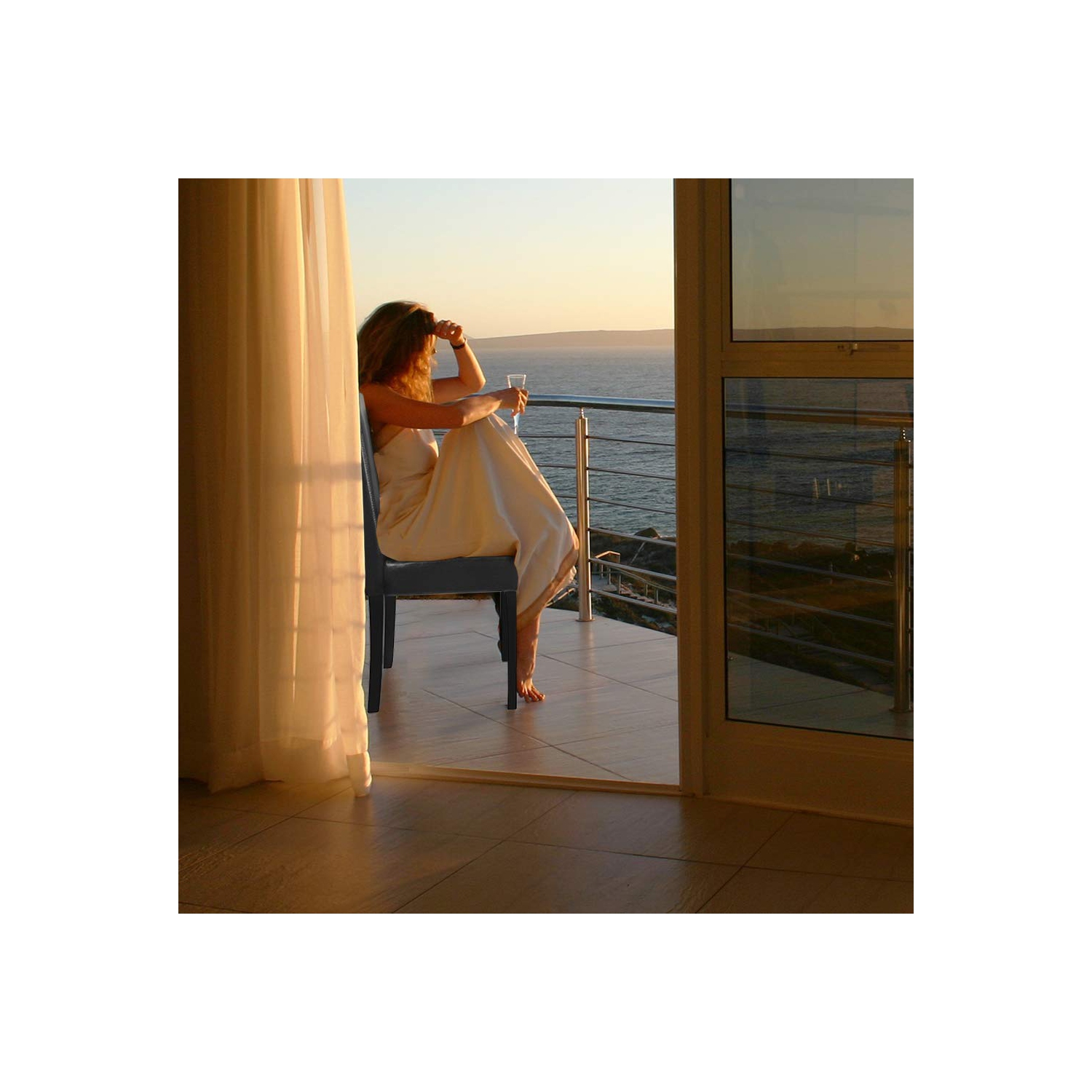 Furniture One Leather Dining Chairs Set of 4 Black