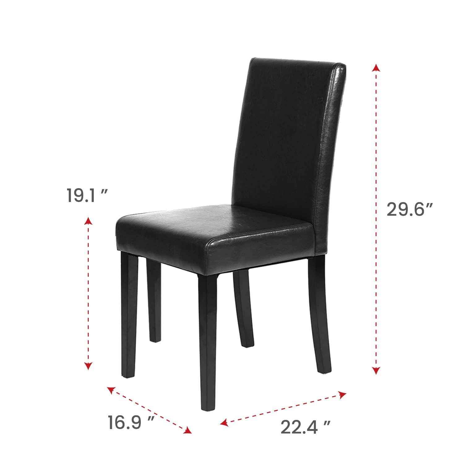 Furniture One Leather Dining Chairs Set of 4 Black