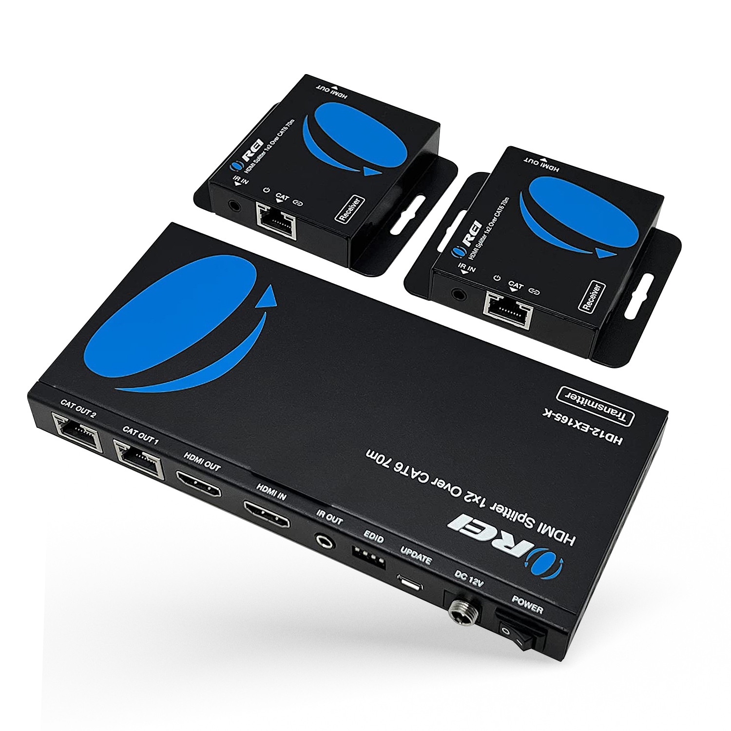 1x2 HDMI Extender Splitter Over CAT6/7 Up to 165 Ft- Loop-Out, IR Control & EDID