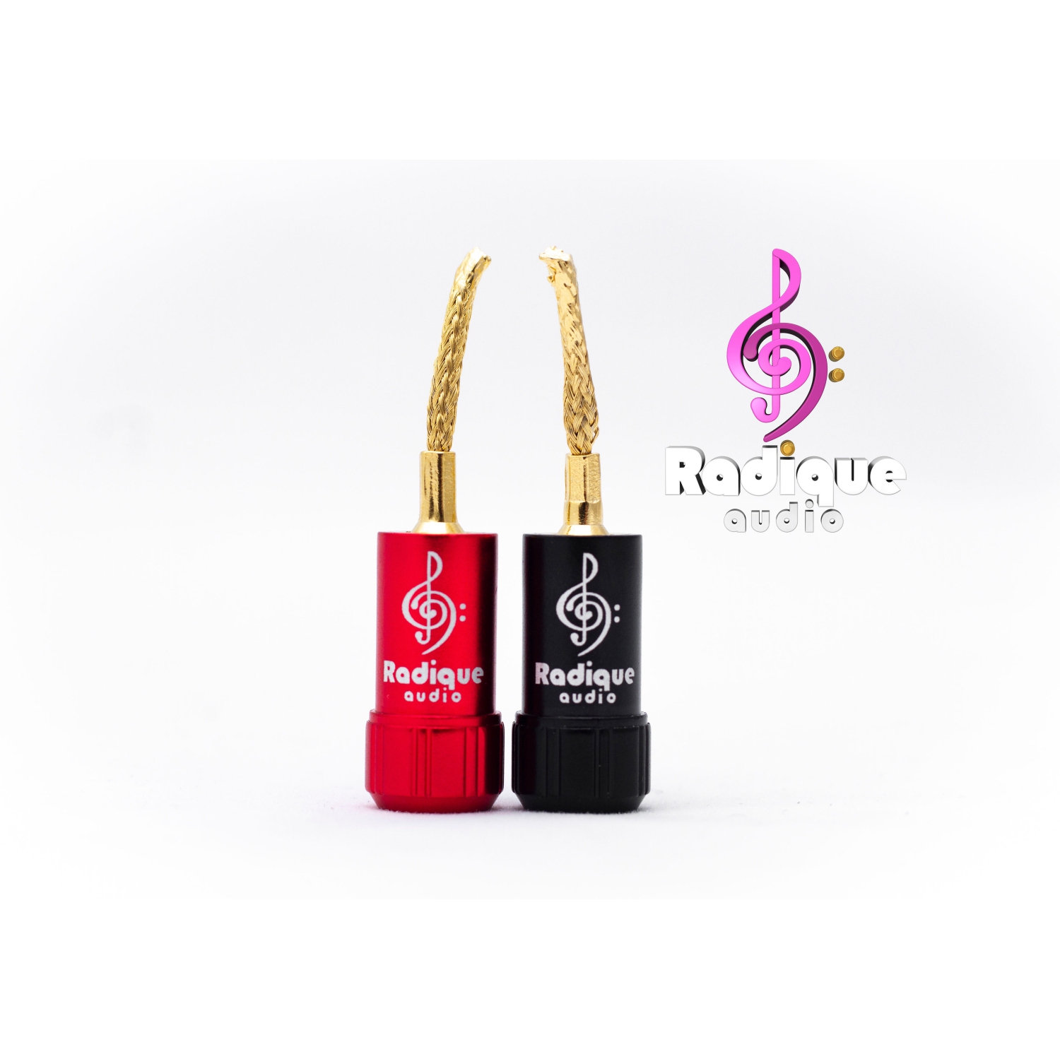 Pin Connectors by Radique Audio – Gold-Plated Flexi-Pins, Dual Set Screws, 18–12AWG, Easy Install, Color Coded - 4 pairs