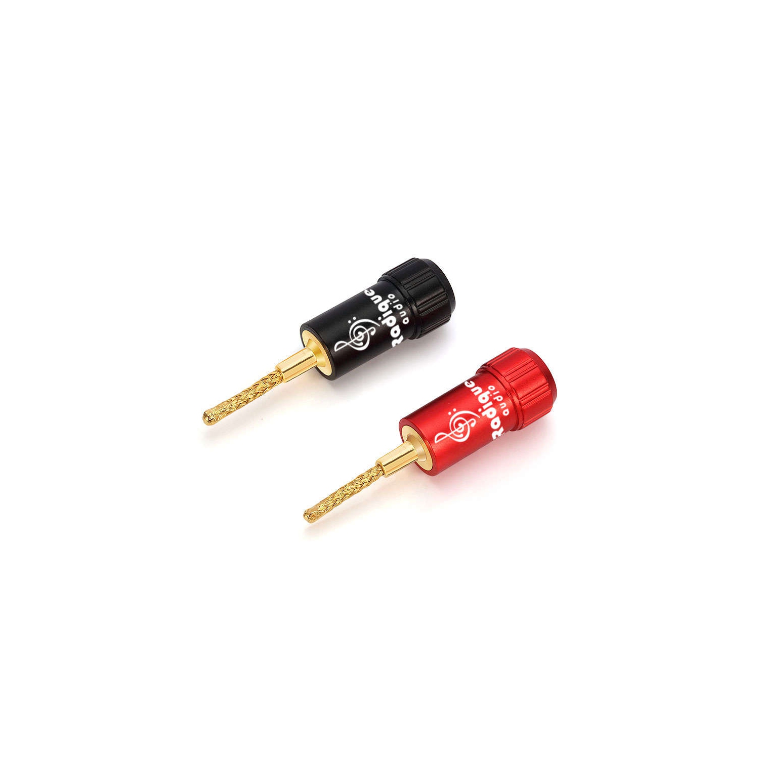 Pin Connectors by Radique Audio – Gold-Plated Flexi-Pins, Dual Set Screws, 18–12AWG, Easy Install, Color Coded - 4 pairs