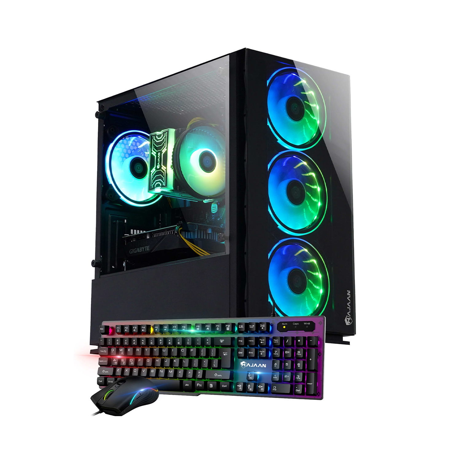 HAJAAN Gaming Computer Desktop PC - AMD Ryzen 5 5600X Processor, RTX 5060 8GB GDDR7, 16GB RAM, 1TB NVMe SSD, Windows 11 Pro, Wi-Fi Ready