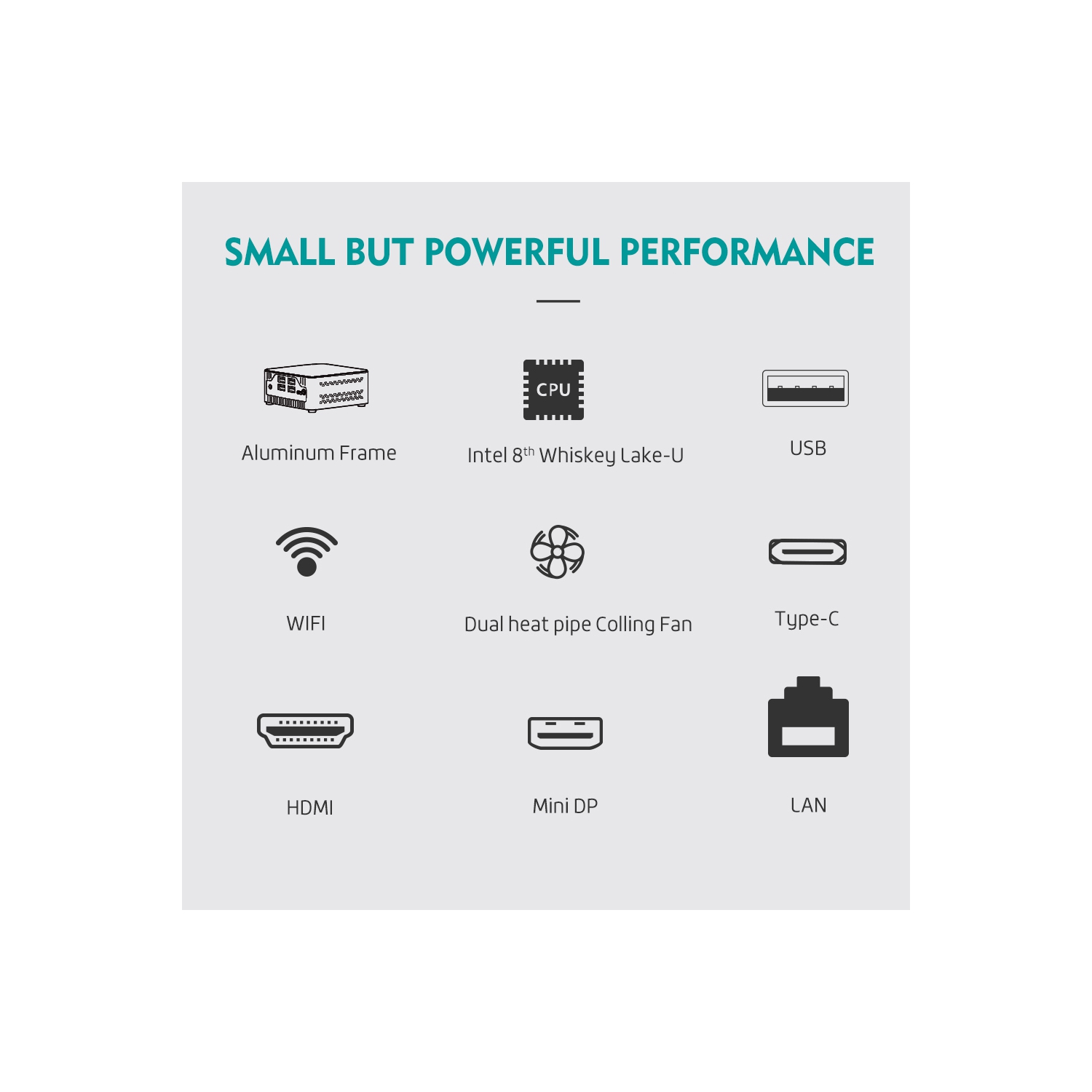 PIESIA U-BOX-M2 Mini PC Aluminum body Intel 8th gen Intel i5, Windows 11 Pro, 16GB RAM 256G SSD