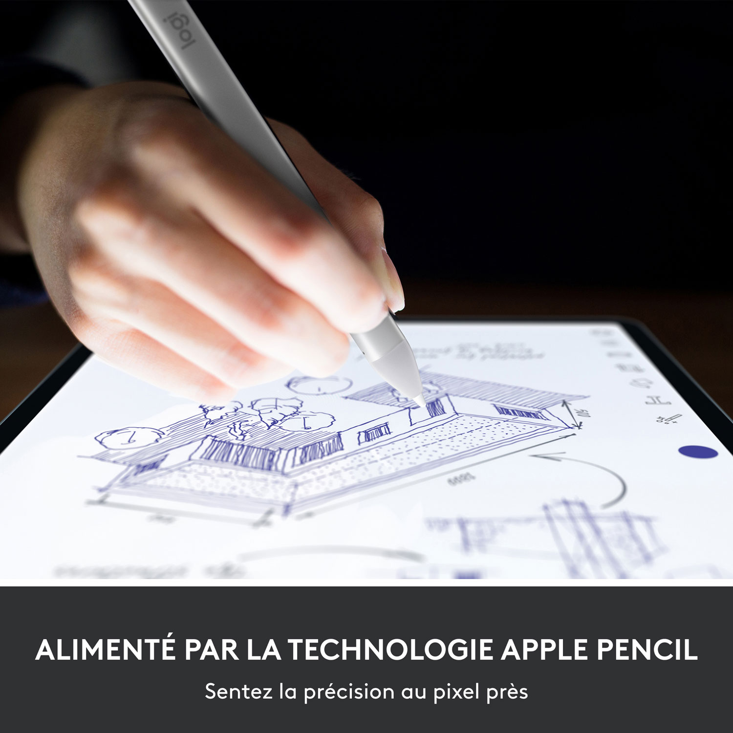 Stylet numérique USB-C Crayon de Logitech pour iPad - Argenté