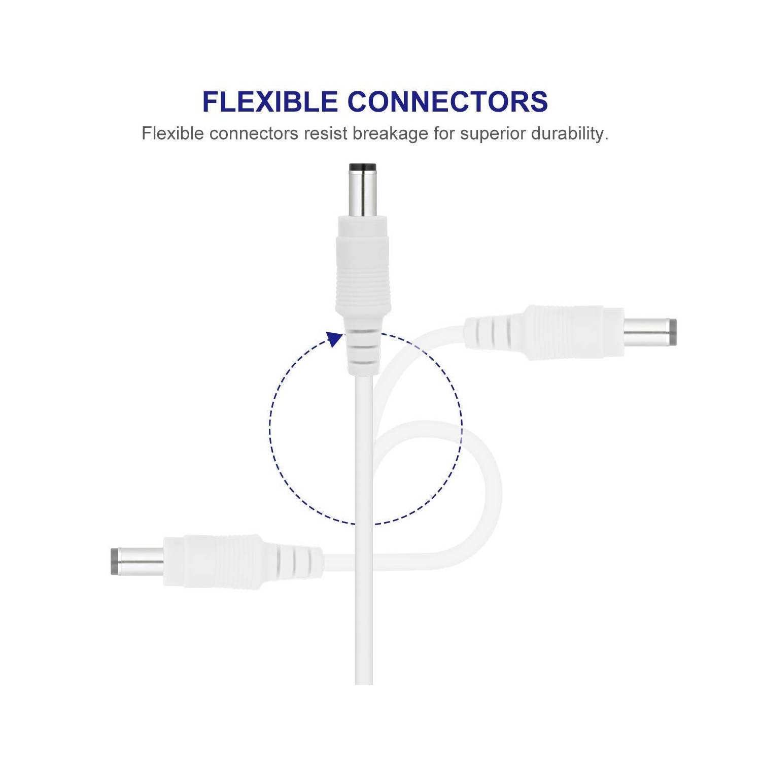 Rallonge d’alimentation, paquet de 2, 33 pi, 2,1 mm x 5,5 mm, compatible avec le cordon adaptateur c.c. universel de 12 V ou le mur