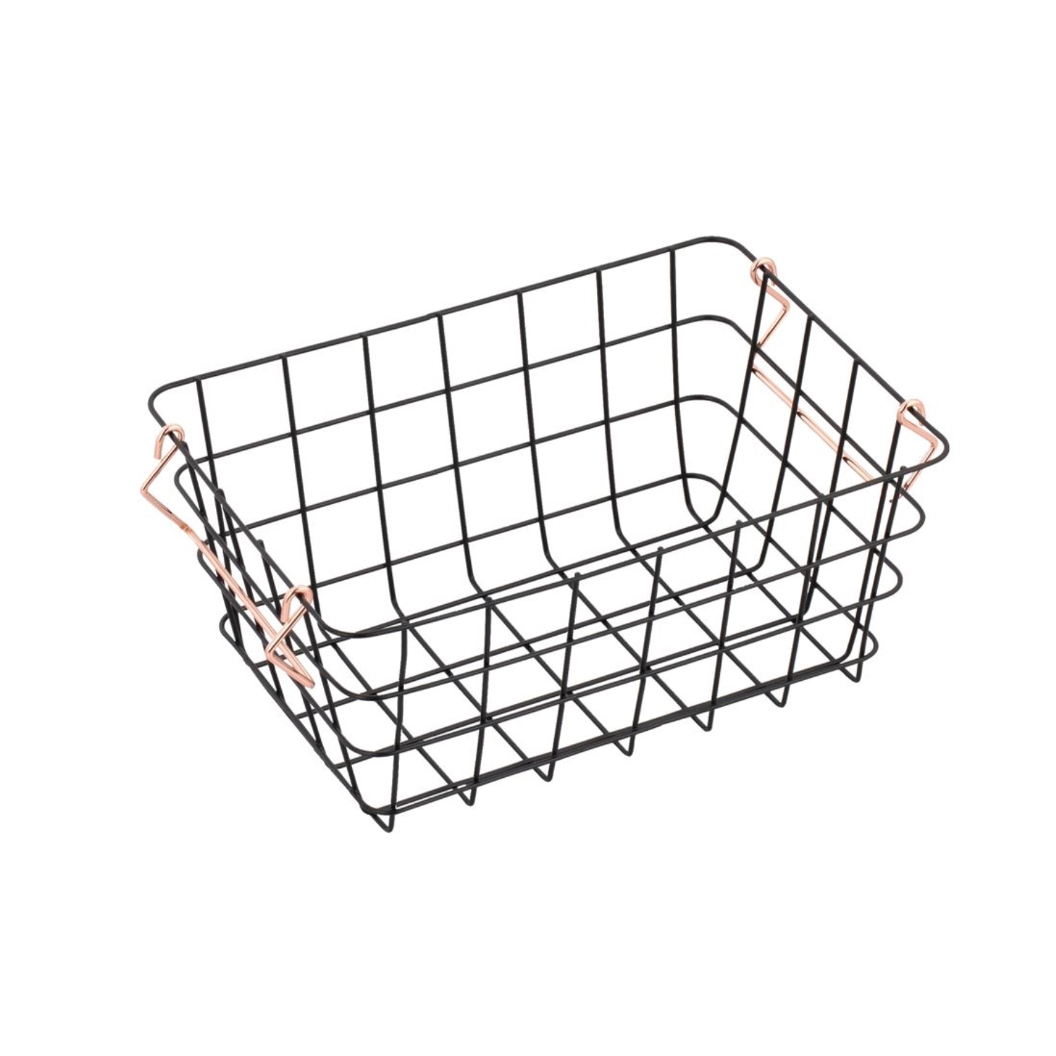 Jessar - Decorative Metal Storage Basket with Handles, Medium, Black and Gold