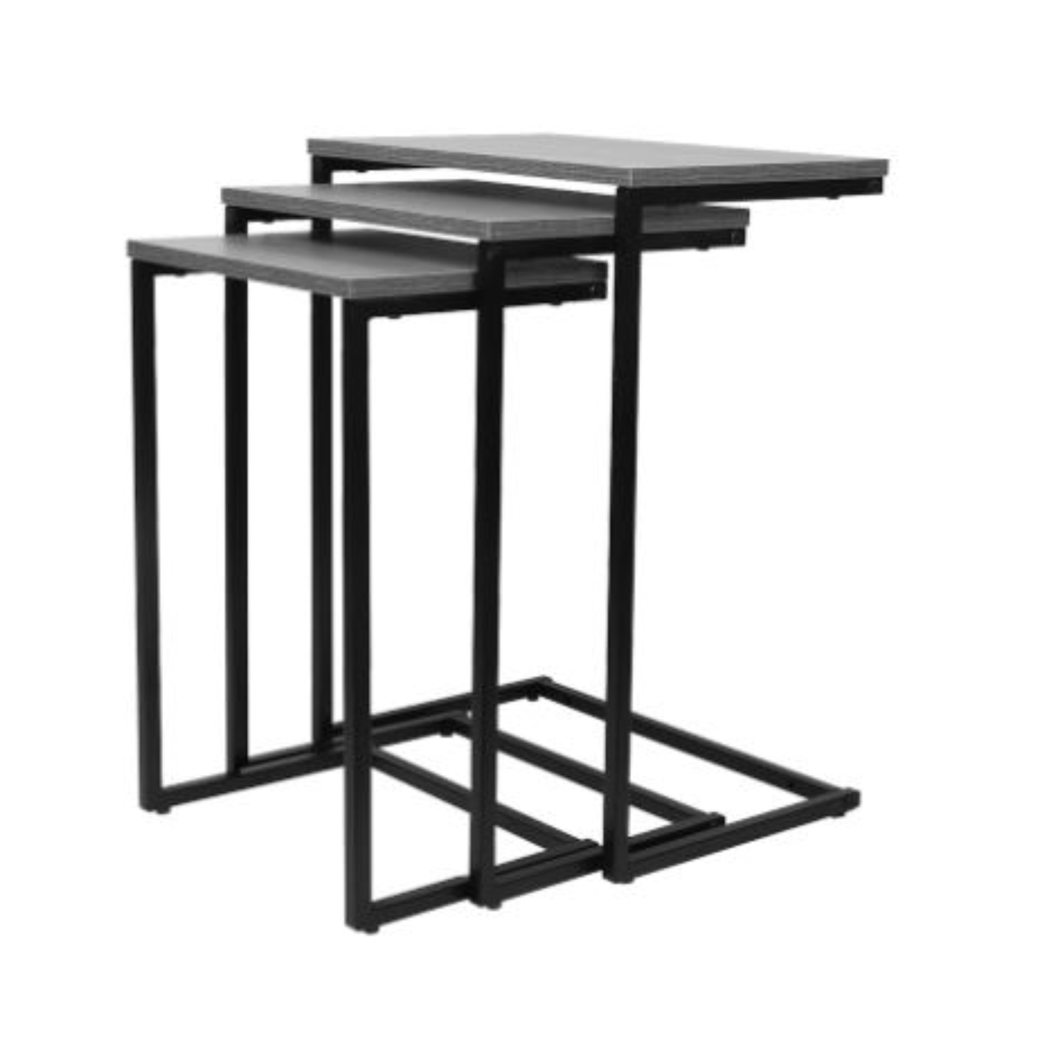 Jessar - Set of 3 Side Tables, From the Eden Collection, Grey Wood Grain