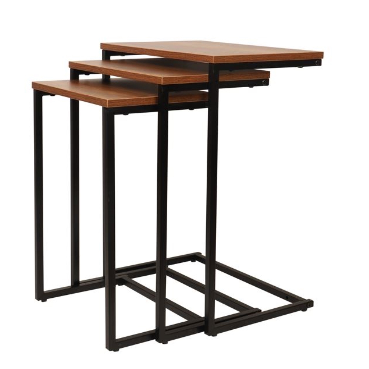 Jessar - Set of 3 Side Tables, From the Eden Collection, Brown Wood Grain