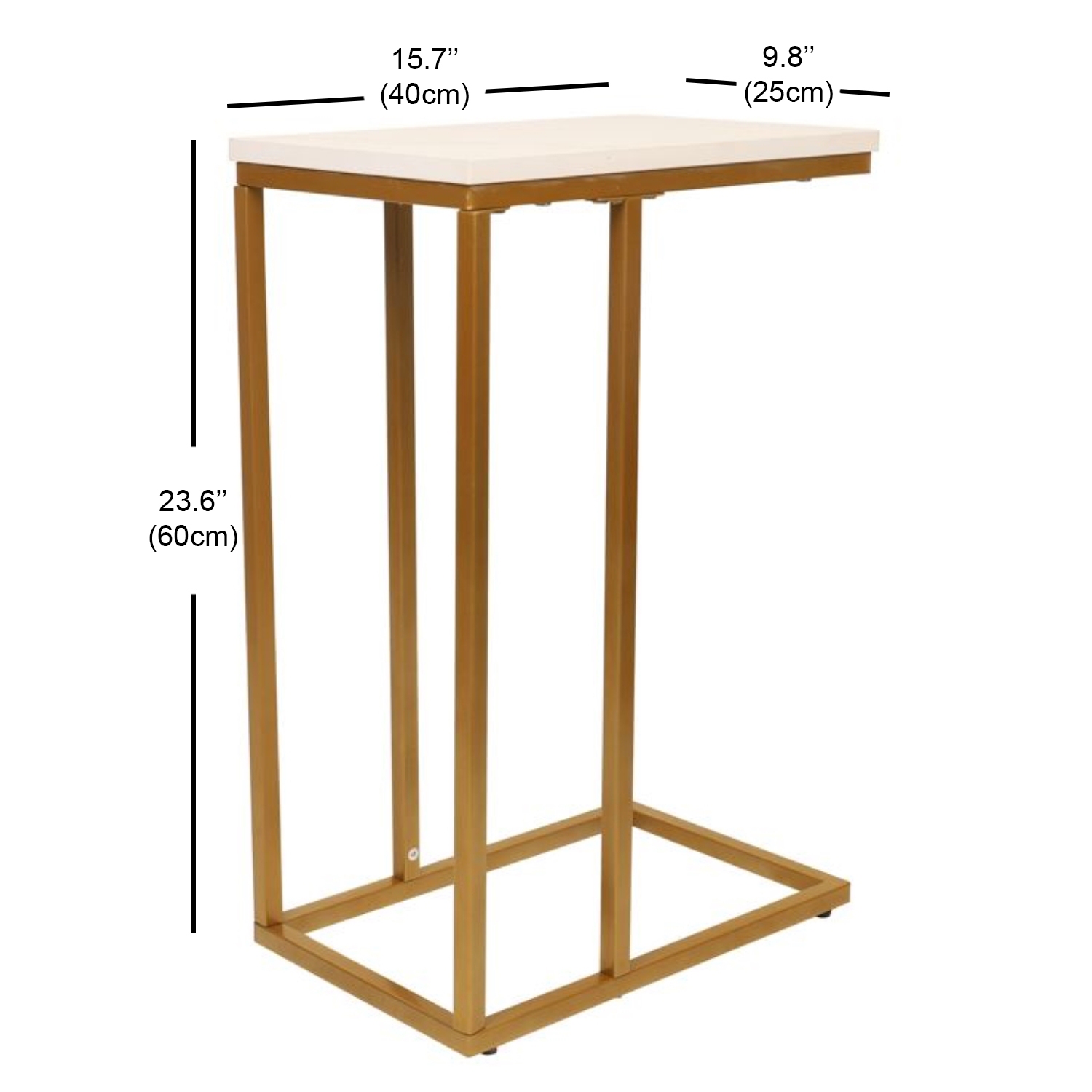 Jessar - Rectangle Side Table, 15.7"x9.8"x23.6", From the Elton Collection, Gold and White