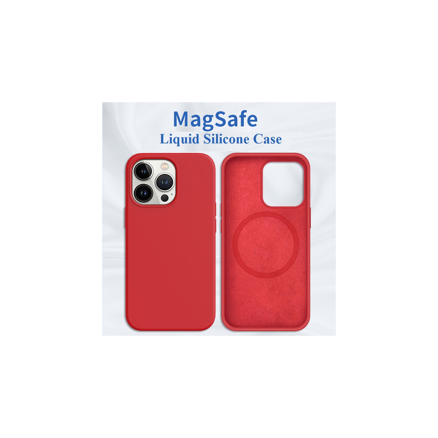 TopSave Magnetic Case Compatible with Mag-Safe, Liquid Silicone Rubber Bumper Case with Soft Microfiber Case For iPhone 14 6.1", Red