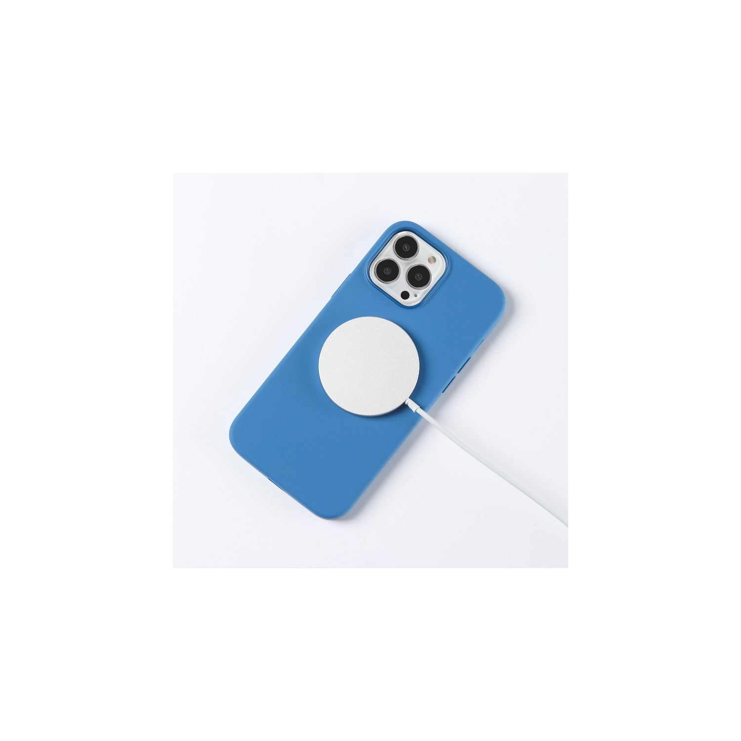 TopSave Coque magnétique compatible avec Mag-Safe, coque pare-chocs en caoutchouc de silicone liquide avec coque en microfibre souple pour iPhone 14