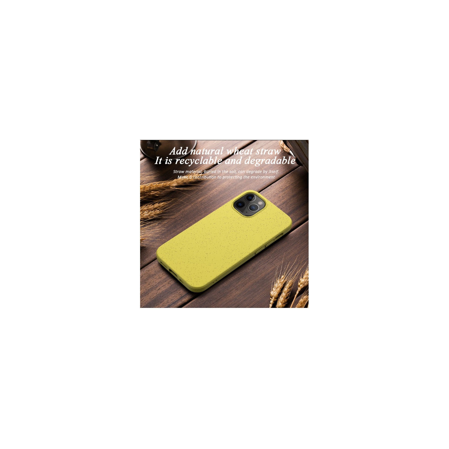 TopSave Matte Phone Cover Made of TPU and Wheat Straw Shockproof Drop Protection Case For iPhone 14 Pro 6.1", Yellow
