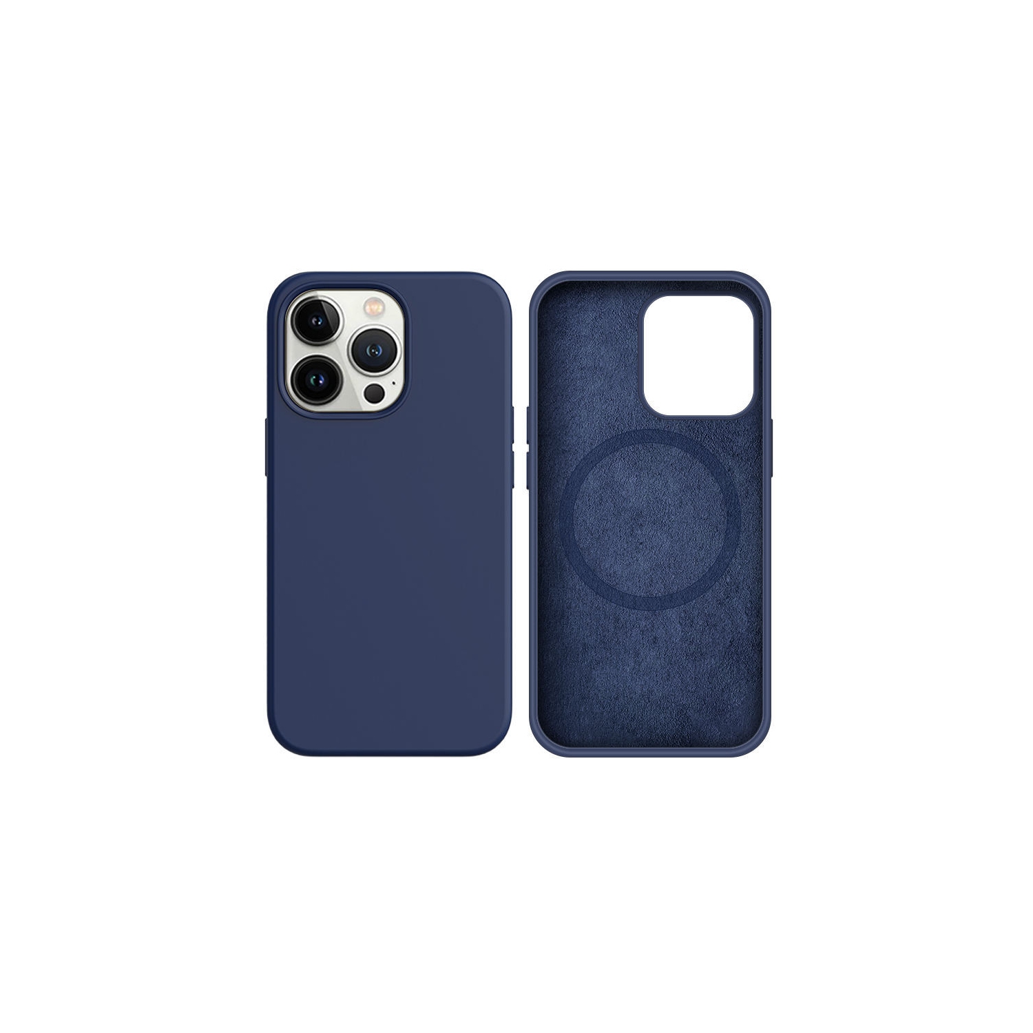 TopSave Coque magnétique compatible avec Mag-Safe, coque pare-chocs en caoutchouc de silicone liquide avec coque en microfibre souple pour iPhone 14