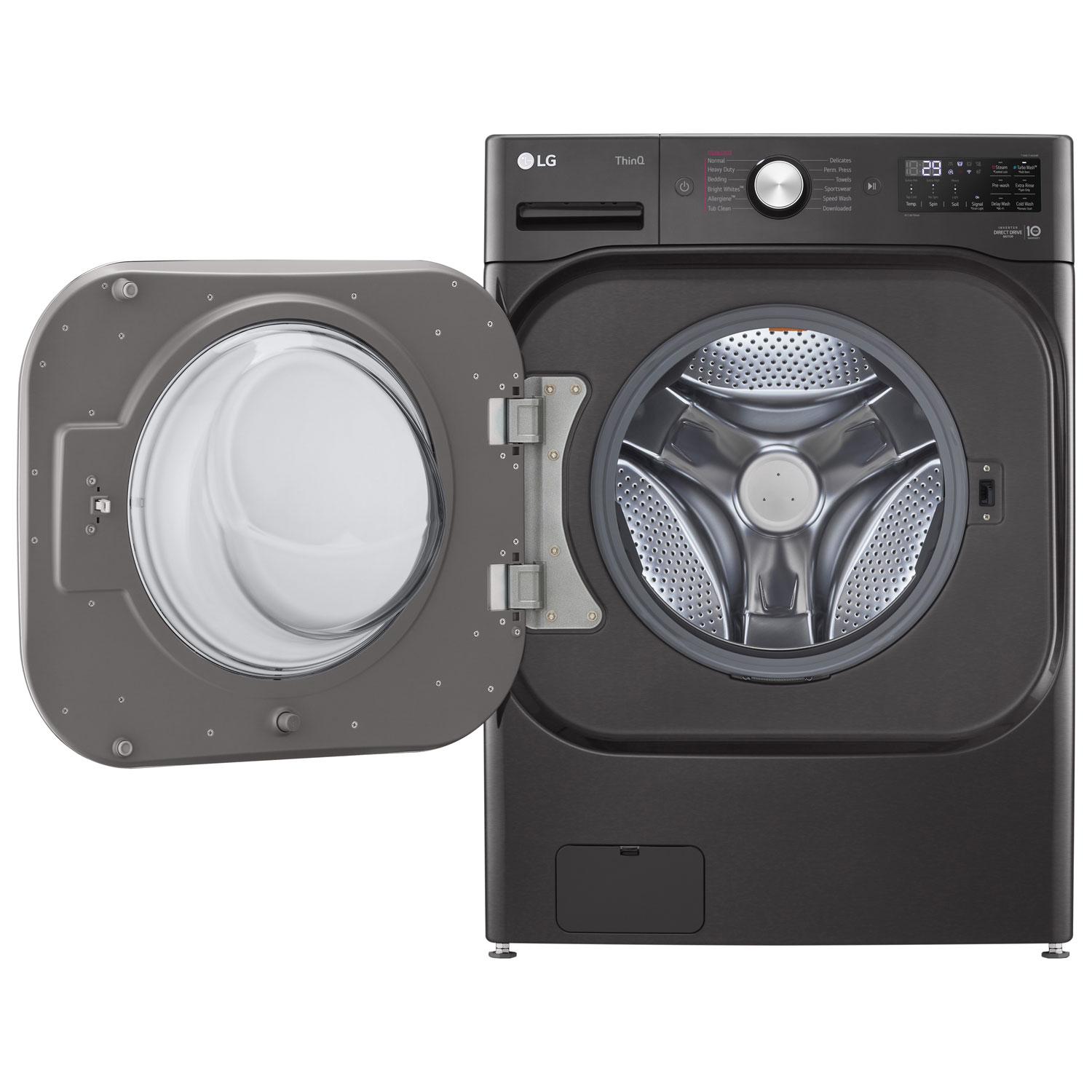 Laveuse à vapeur haute efficacité à chargement frontal de 6,0 pi³ de LG - Acier noir