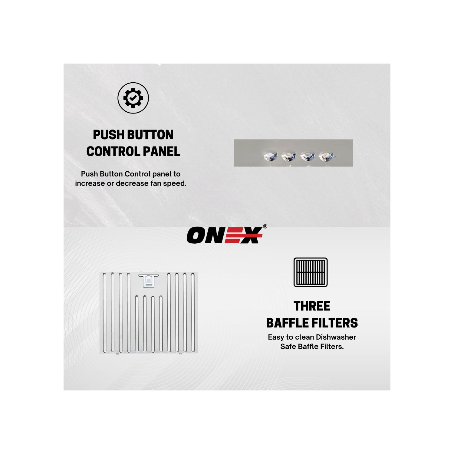 ONEX® OHF66D Stainless Steel Wall Mount 30 inch Range Hood.