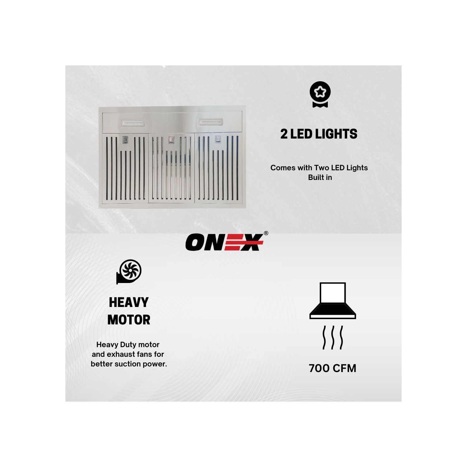 ONEX® OHF66D Stainless Steel Wall Mount 30 inch Range Hood.