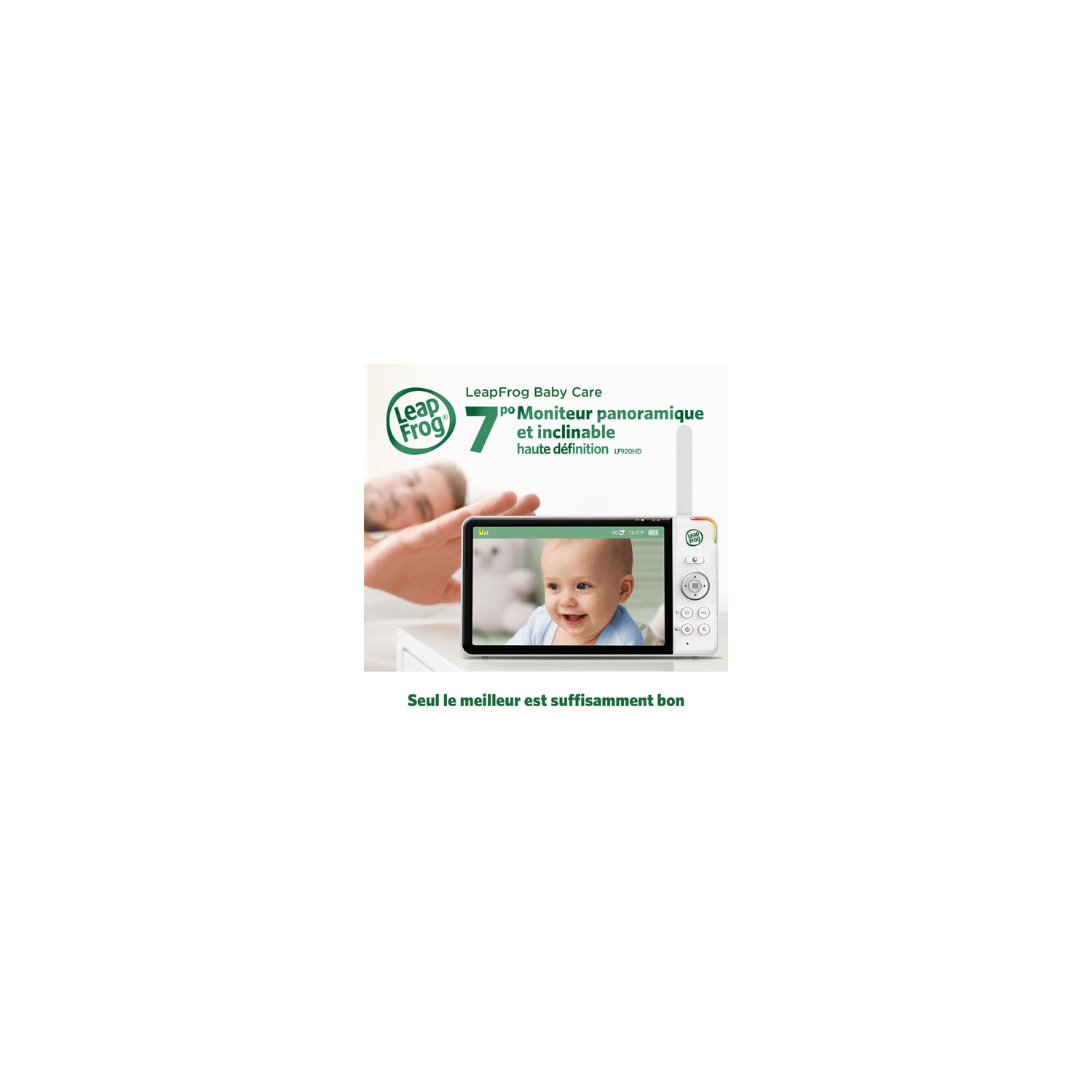 Remis à neuf - Moniteur vidéo pour bébé LeapFrog 7" avec vision nocturne en couleur, zoom, panoramique et inclinaison, et audio bidirectionnel