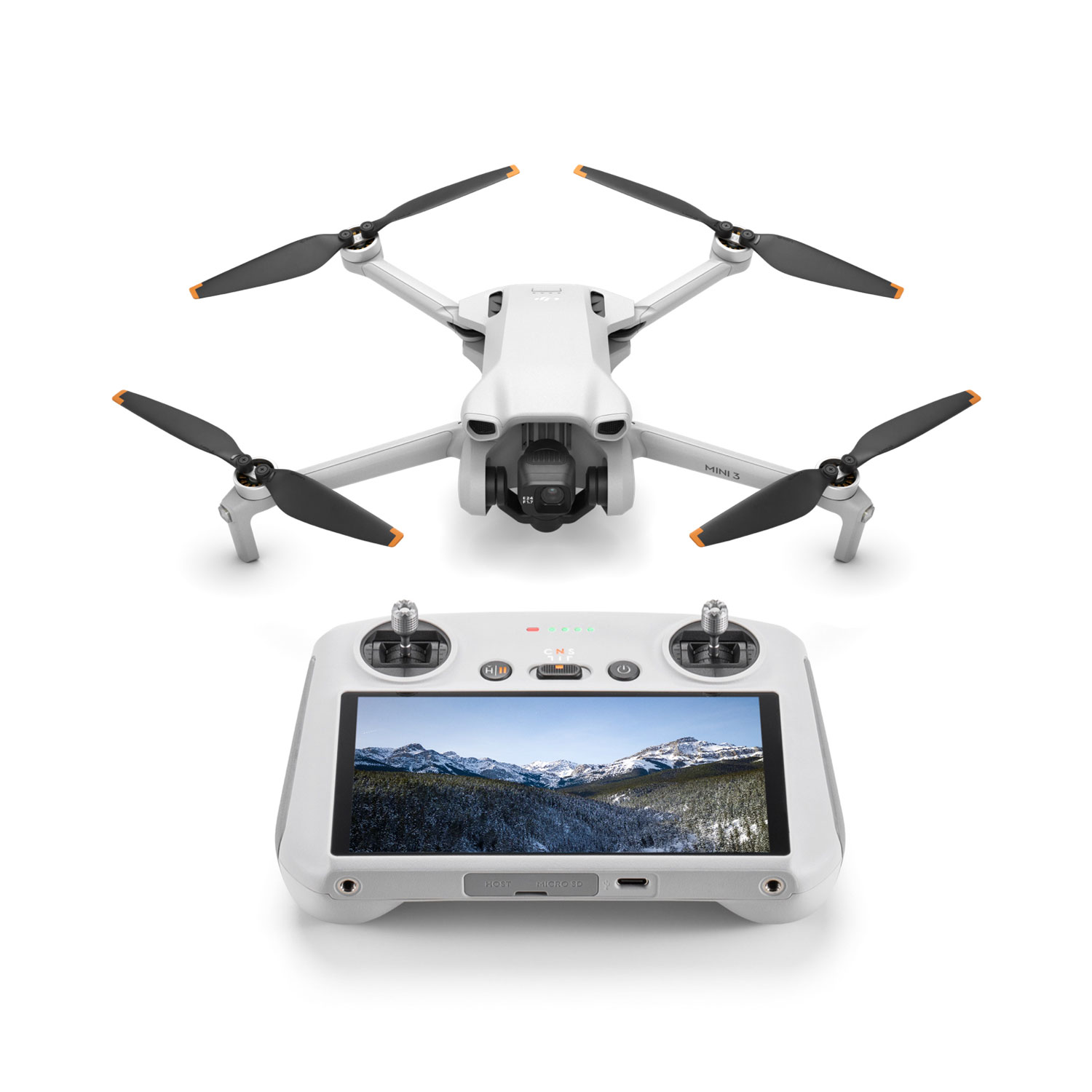 DJI Mini 3 Quadcopter Drone & Remote Control with Built-in Screen (DJI RC) - Grey