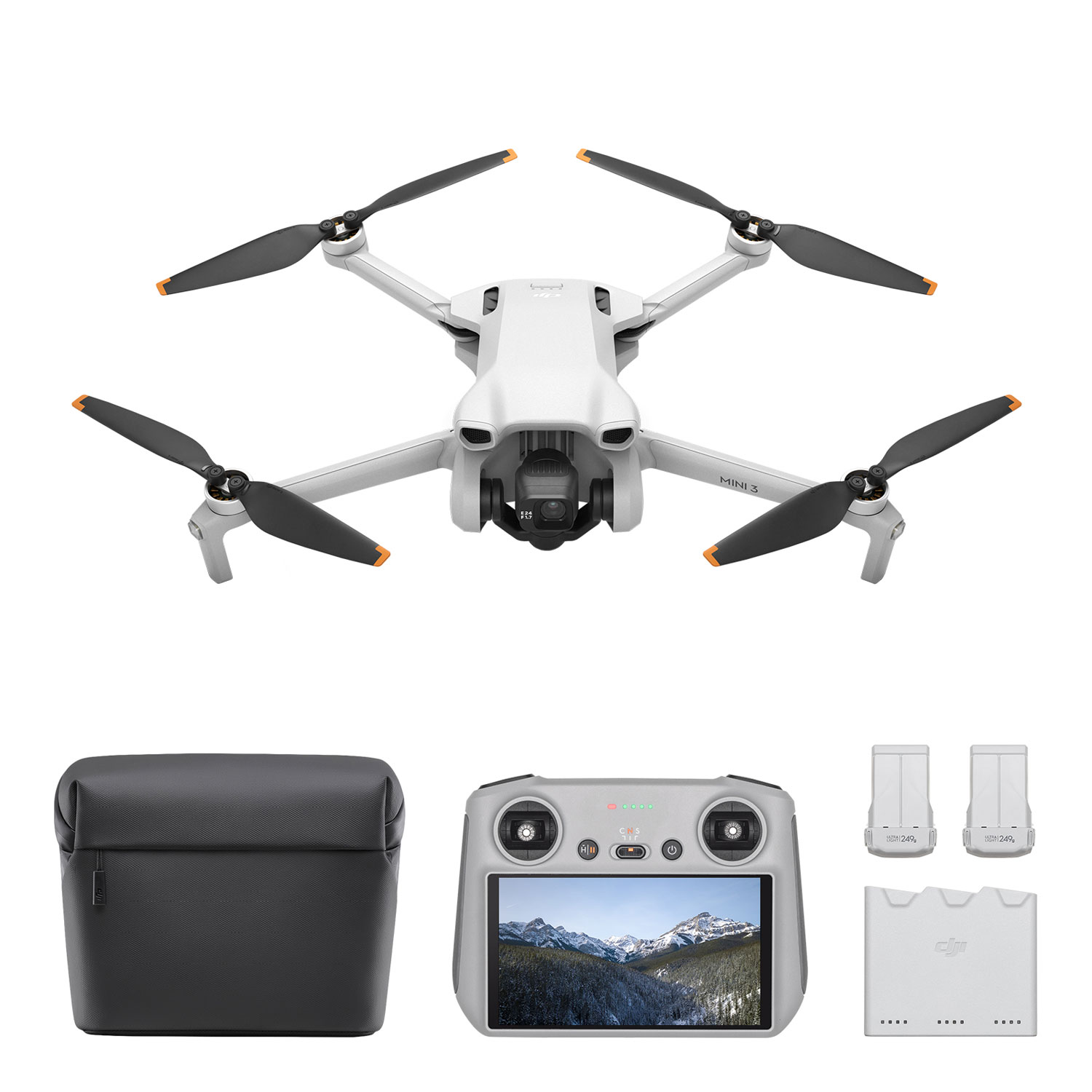 DJI Mini 3 Quadcopter Drone Fly More Combo & Remote Control with Built-in Screen (DJI RC) - Grey