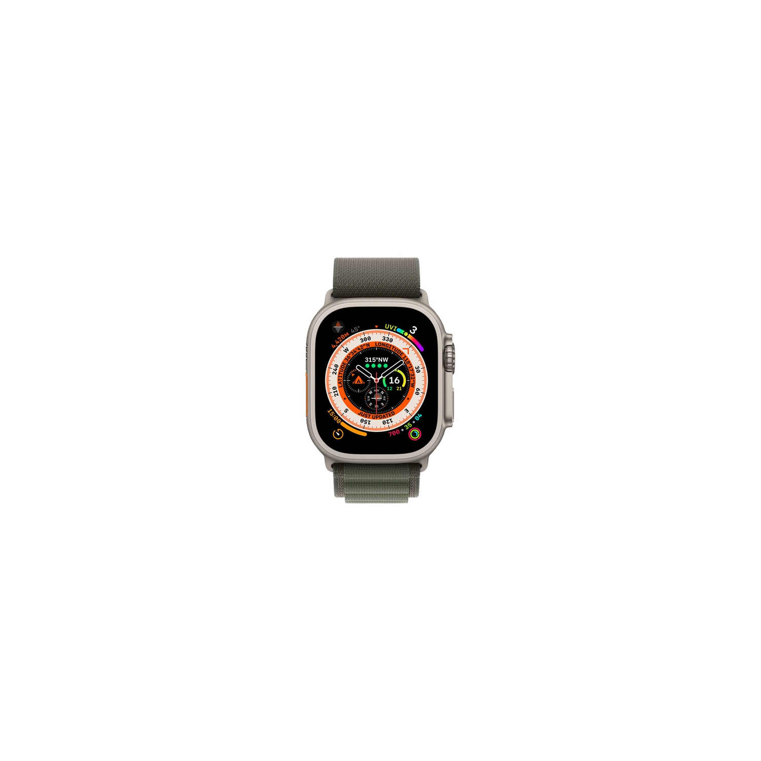 Open Box - Apple Watch Ultra 49mm Titanium Case with Green Alpine Loop - Medium
