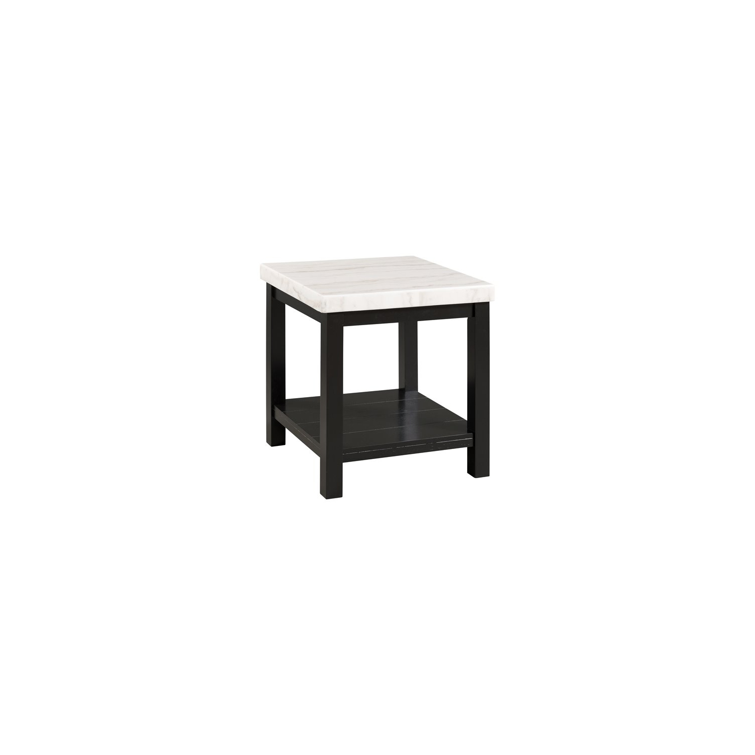 Picket House Furnishings Evie Wood Frame and Marble Top End Table in White/Black