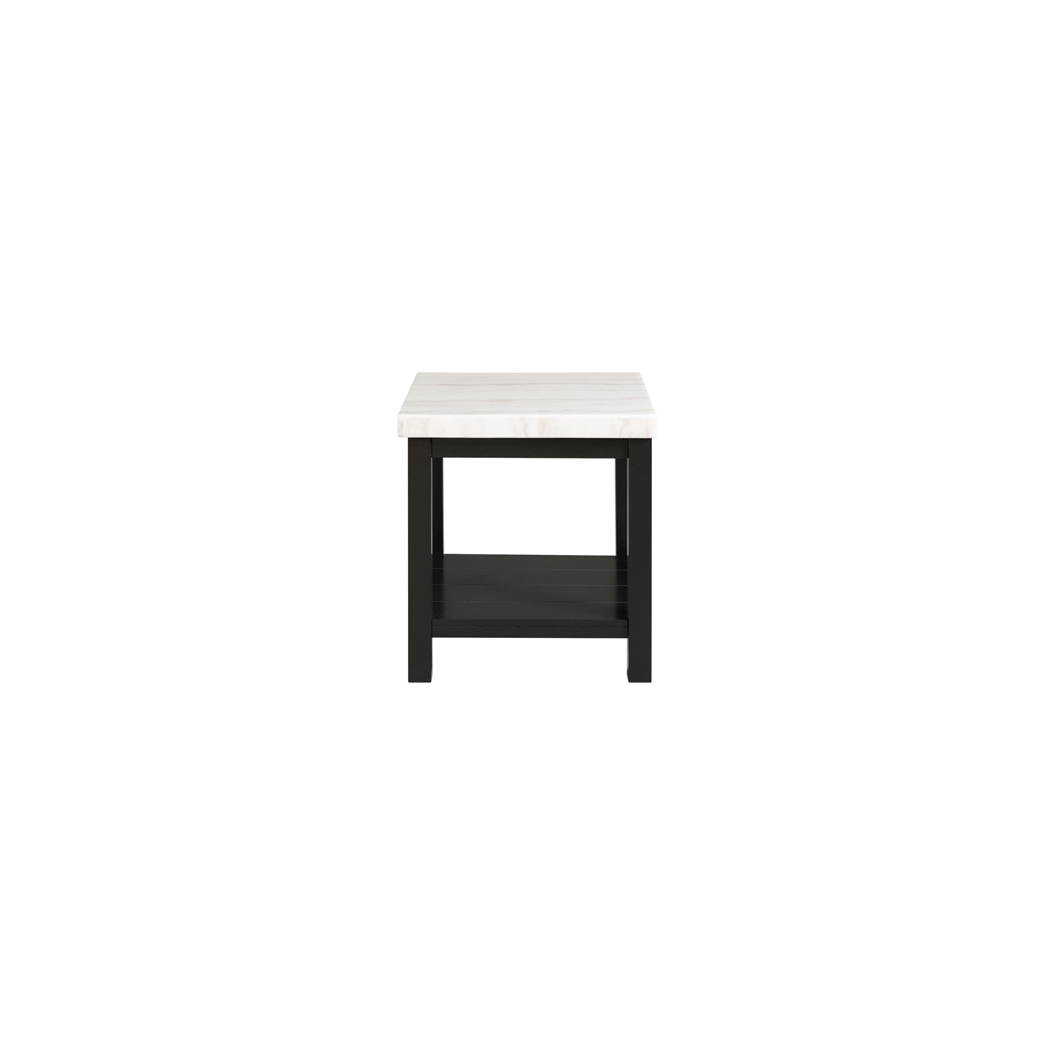 Picket House Furnishings Evie Wood Frame and Marble Top End Table in White/Black