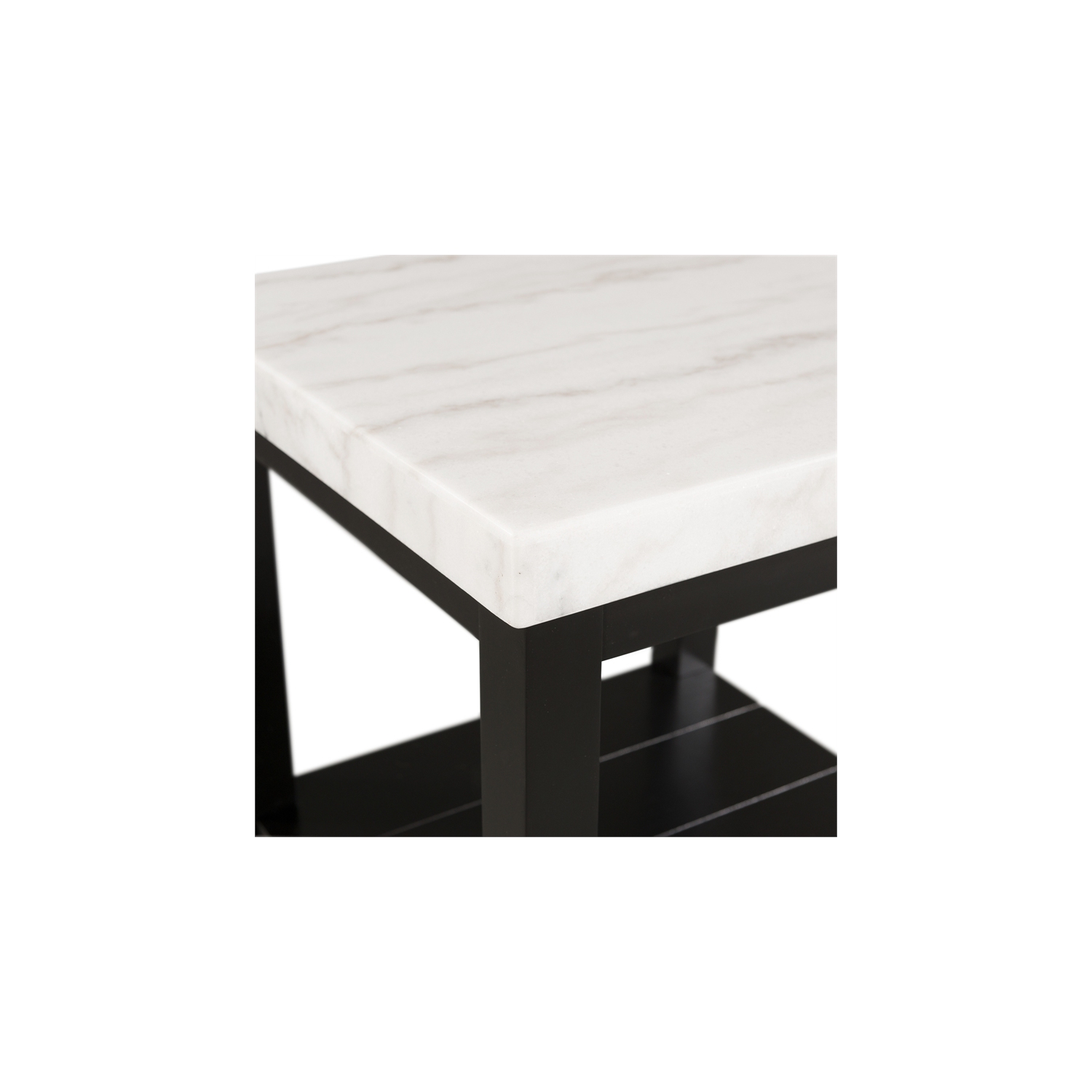 Picket House Furnishings Evie Wood Frame and Marble Top End Table in White/Black