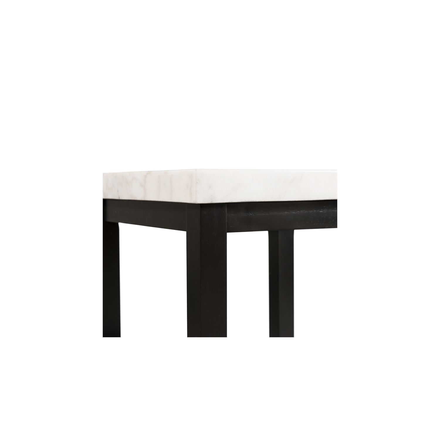Picket House Furnishings Evie Wood Frame and Marble Top End Table in White/Black