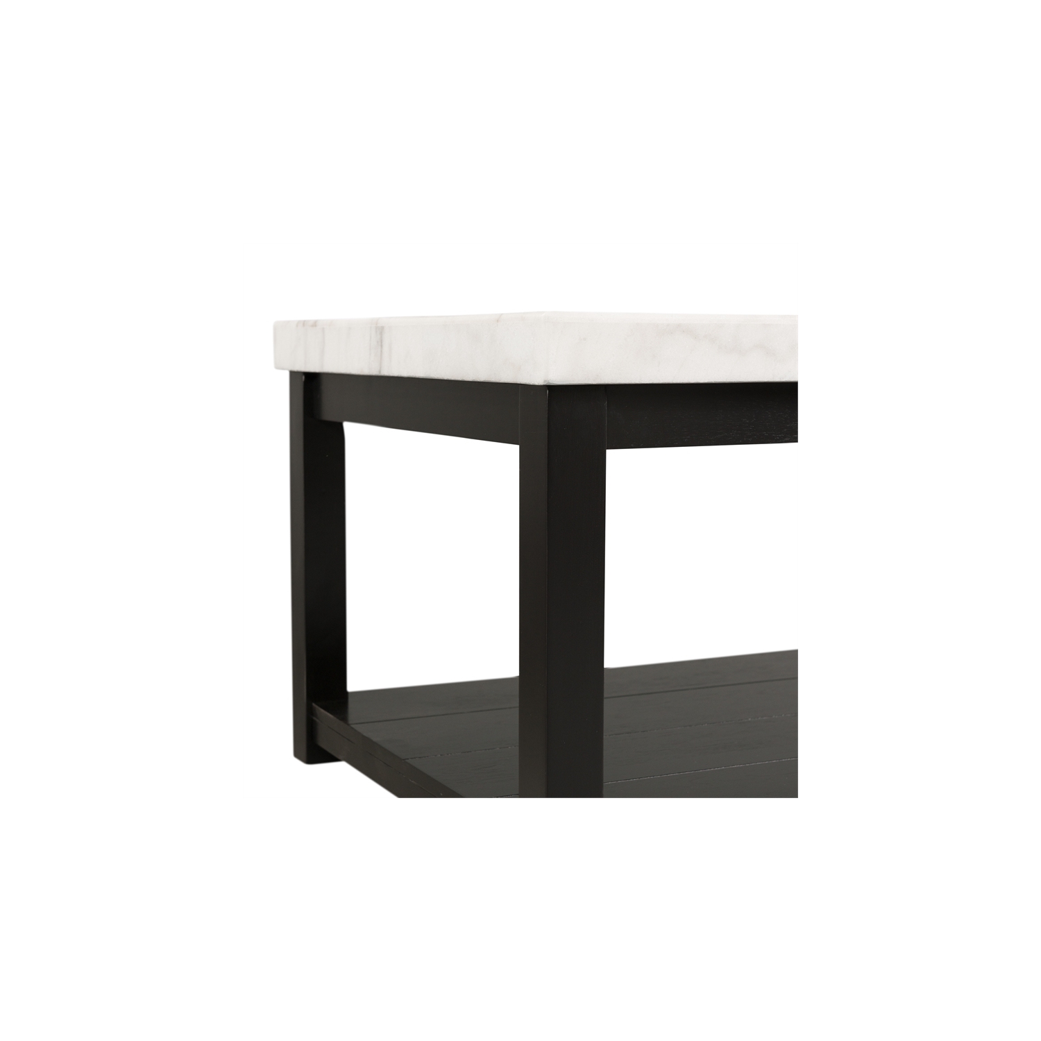 Picket House Furnishings Evie Wood Frame and Marble Top End Table in White/Black