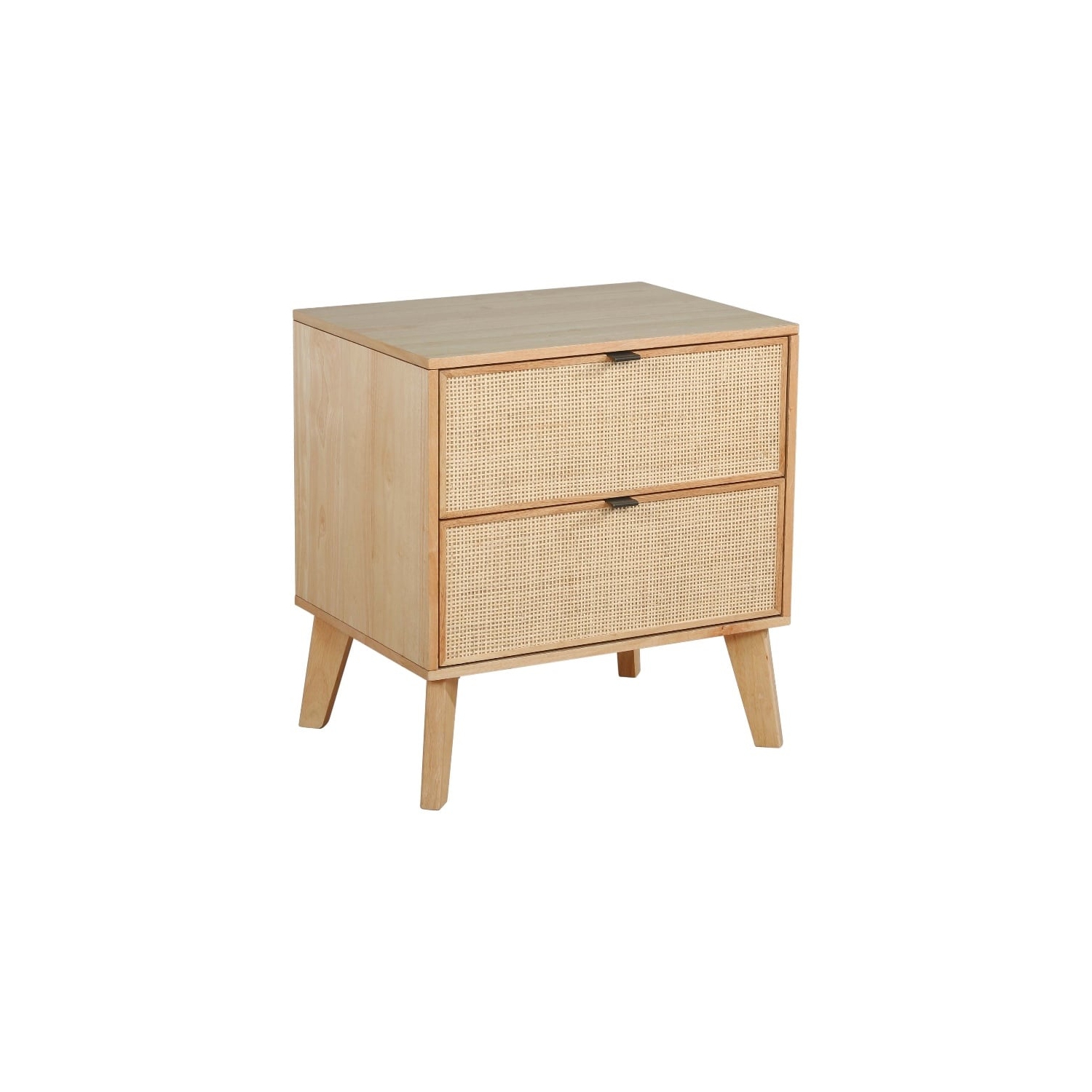 Linon Winnie Wood Nightstand With Cane Drawer Fronts in Natural