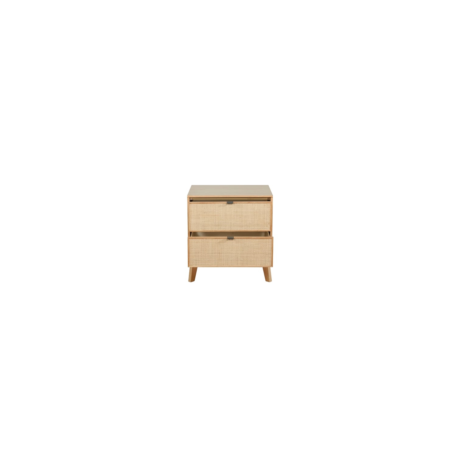Linon Winnie Wood Nightstand With Cane Drawer Fronts in Natural