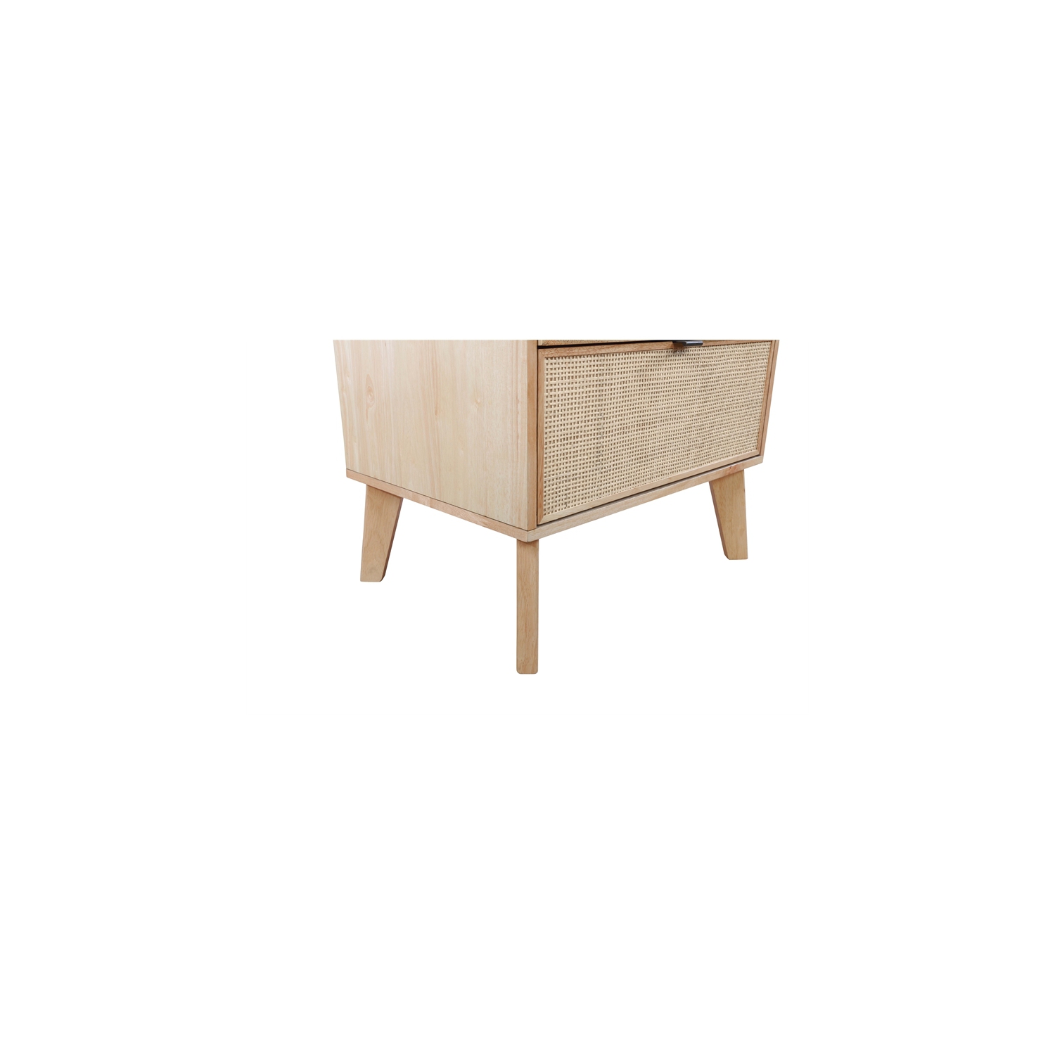 Linon Winnie Wood Nightstand With Cane Drawer Fronts in Natural