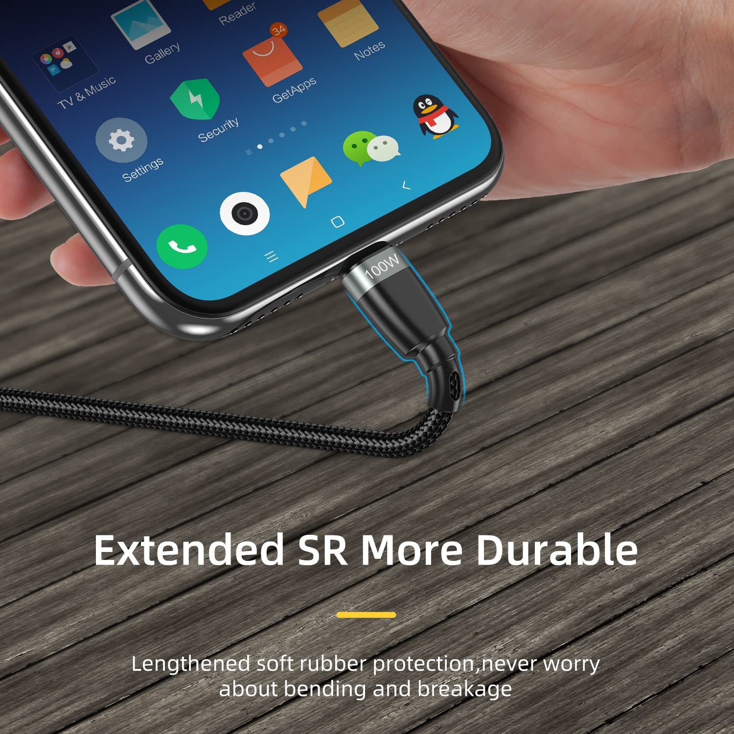 navor 2m 100W USB-C to USB-C Charging Cable Compatible for Samsung/Moto/LG Phones, Compatible for PS5/Xbox X/S Controller/Switch Pro, Nylon Charging