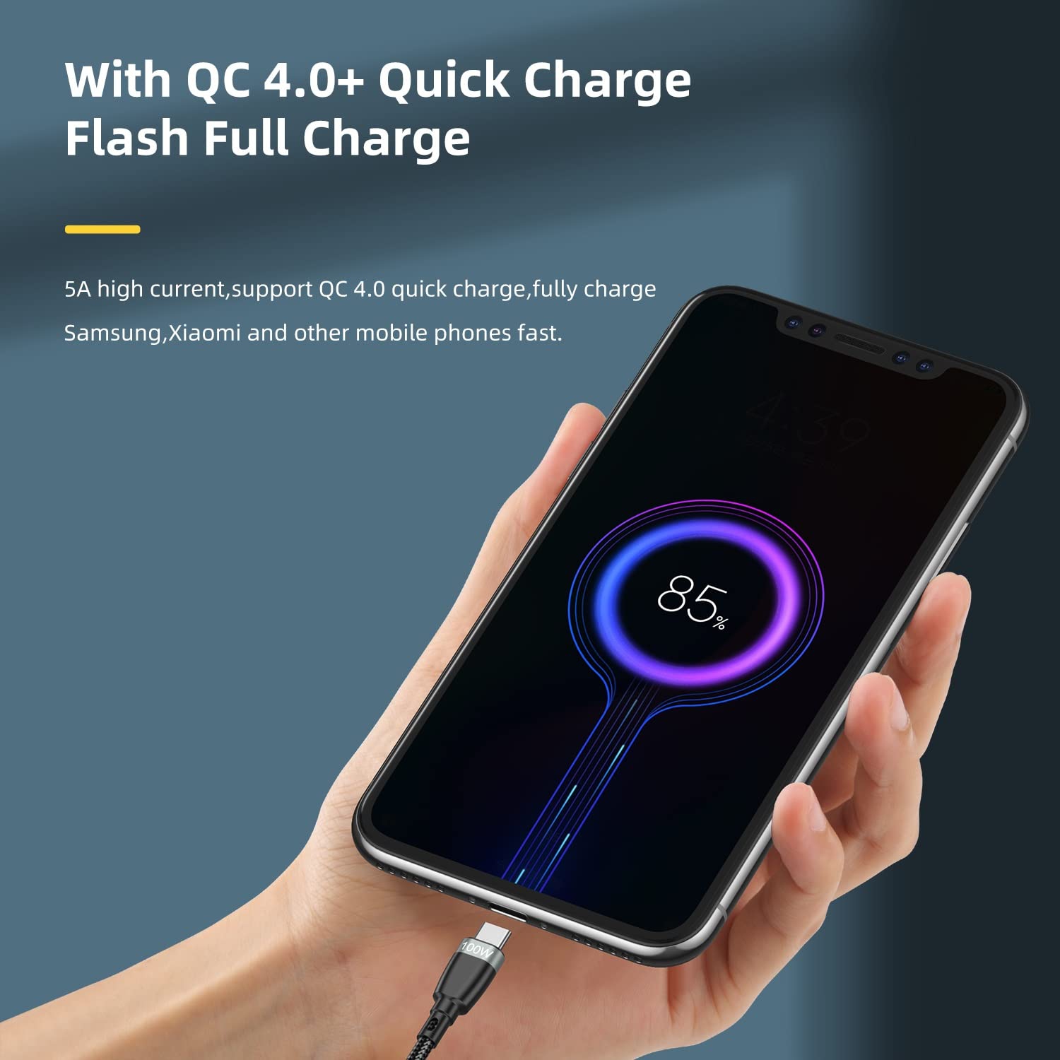 navor 2m 100W USB-C to USB-C Charging Cable Compatible for Samsung/Moto/LG Phones, Compatible for PS5/Xbox X/S Controller/Switch Pro, Nylon Charging