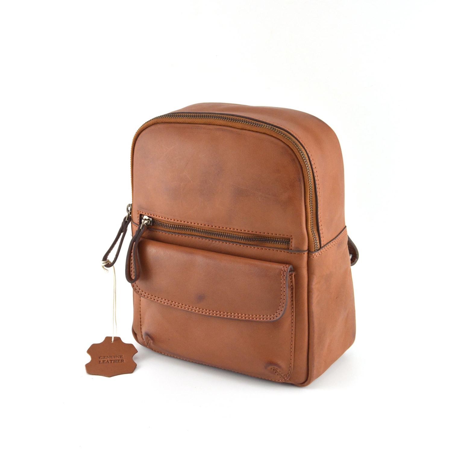 Designer Leather Backpack 11" // Tan