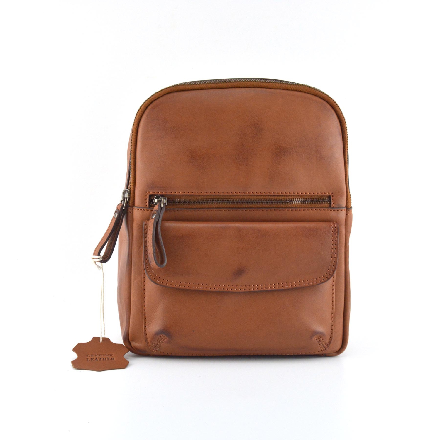 Designer Leather Backpack 11" // Tan