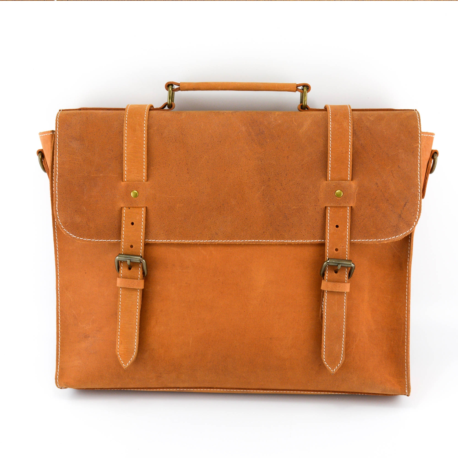 Sac en cuir pour portable homme - brun havane