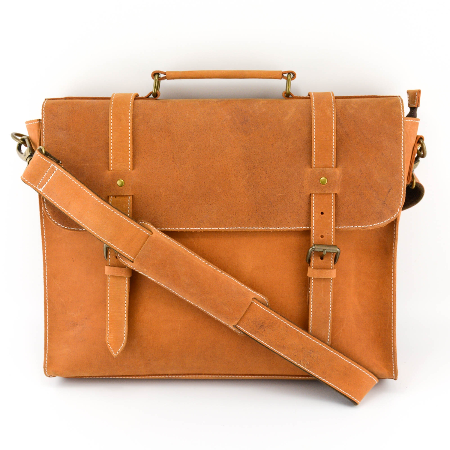 Sac en cuir pour portable homme - brun havane