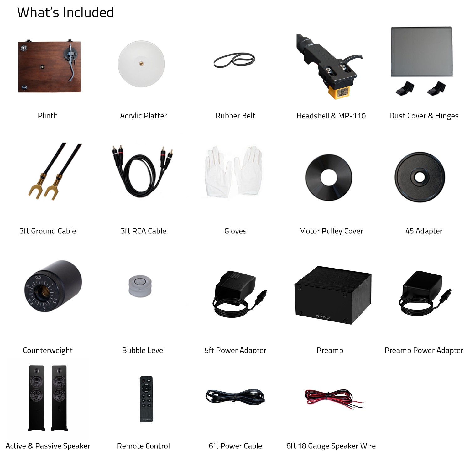 Tourne-disque haute fidélité RT85N Reference de Fluance, préamplificateur phono PA10 et haut-parleurs colonne amplifiés Ai81 Elite