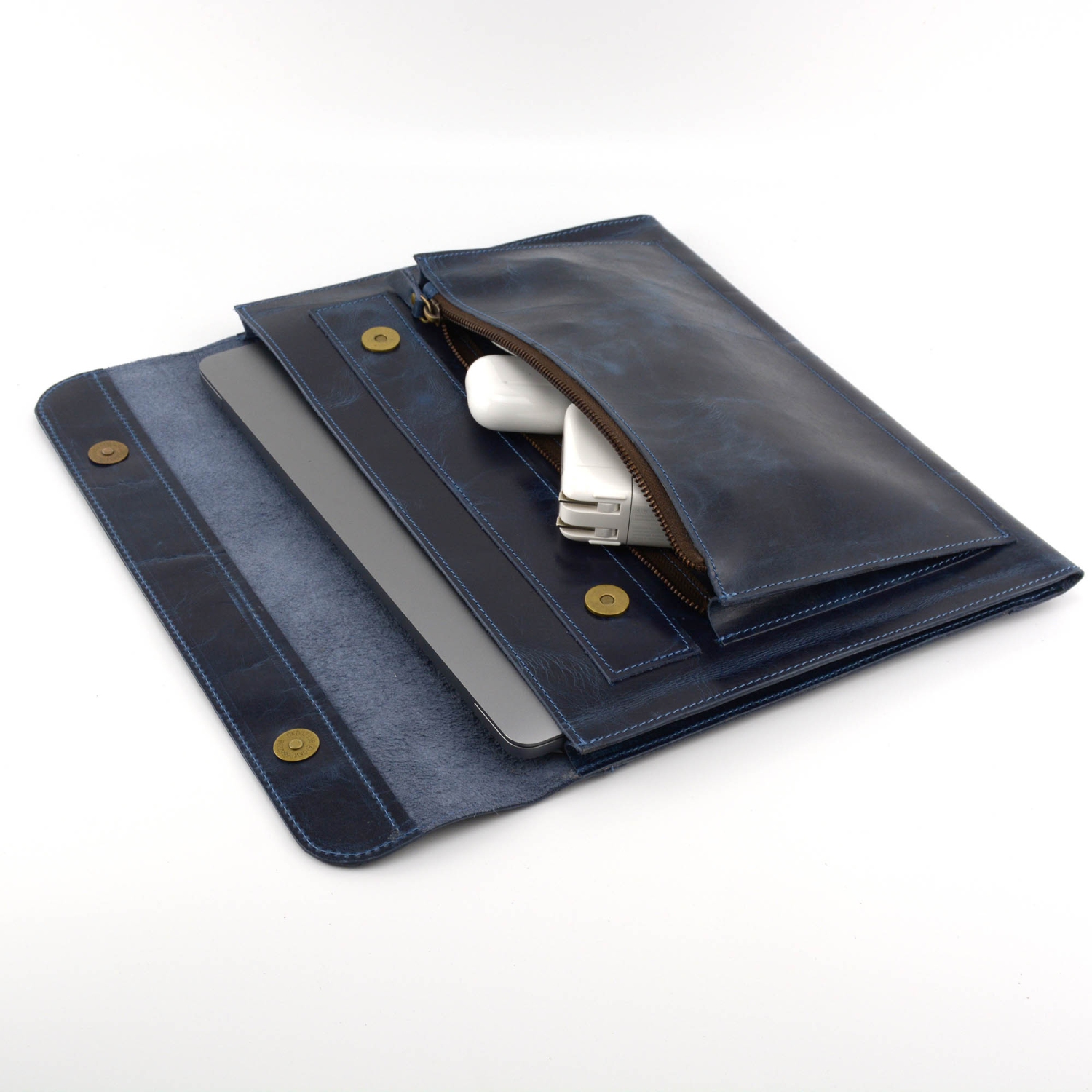 Leather Laptop Sleeve for 13" screen size // Blue