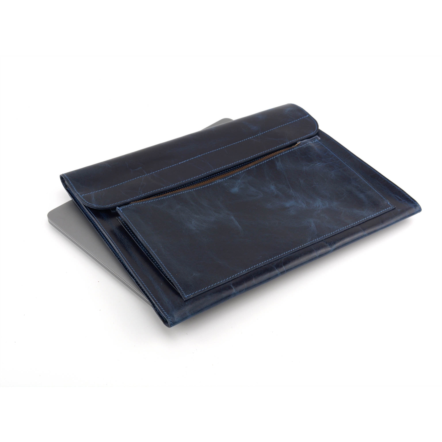 Leather Laptop Sleeve for 13" screen size // Blue