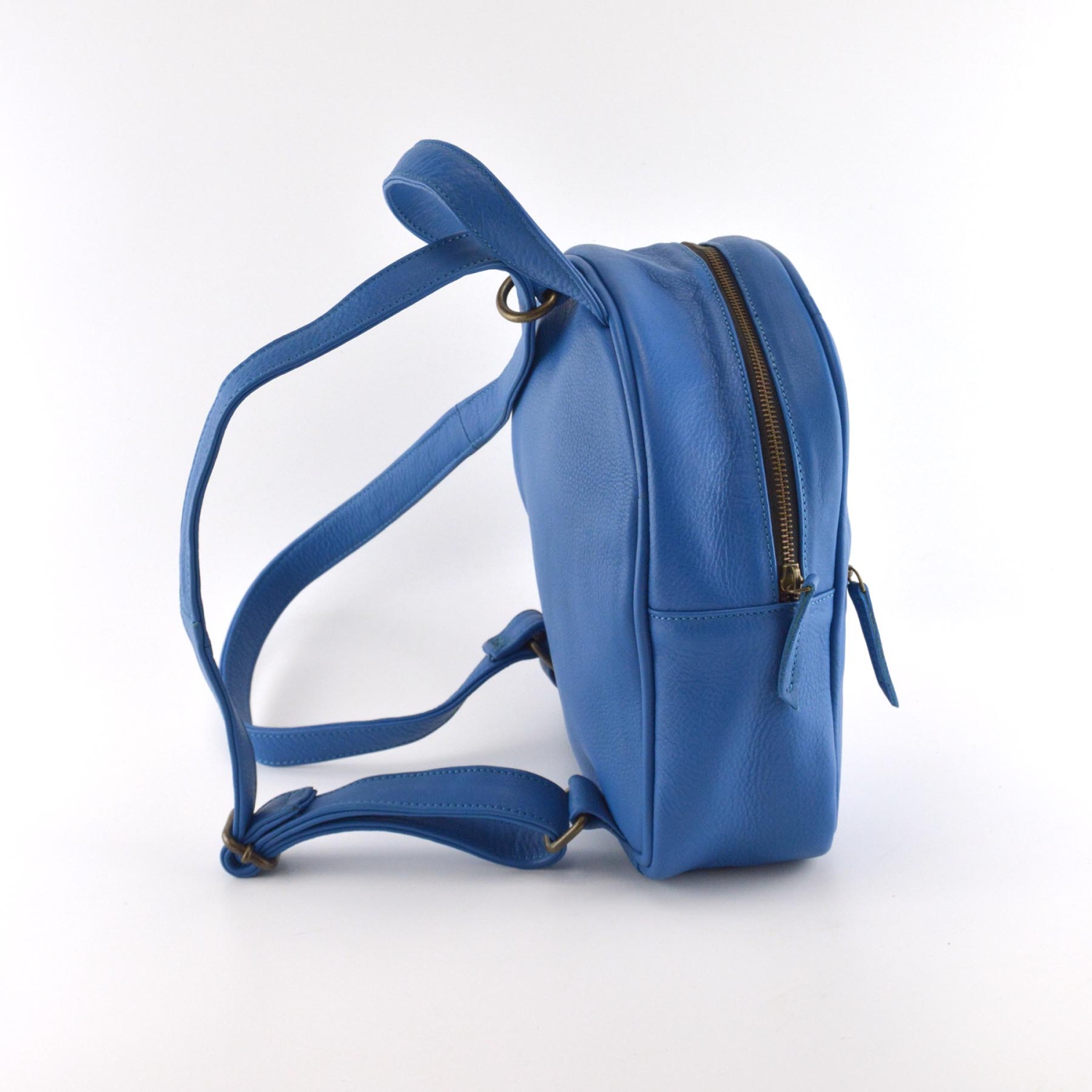 Navy on sale leather backpack