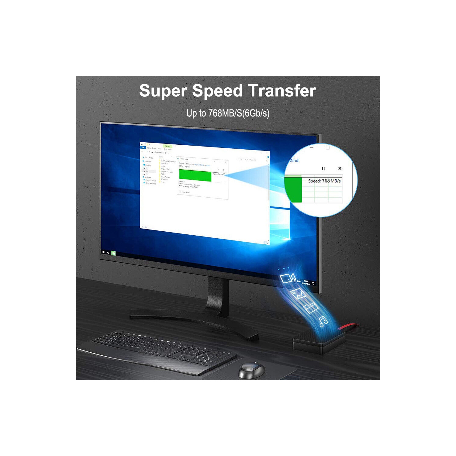 Paquet de 3 câbles SATA III 6 Gb/s avec verrou droit Ange/droit pour disque dur SATA, SSD CA