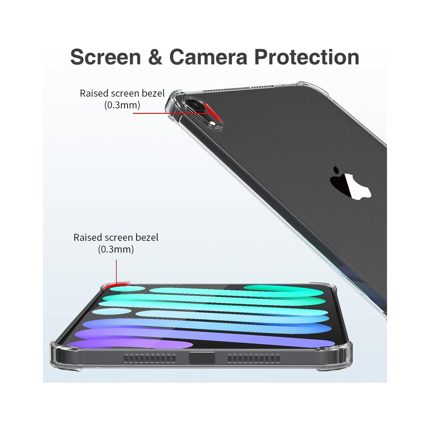 Crystal Clear TPU Back Cover w/3x HD Screen Protector for iPad Mini 6th Gen 8.3"