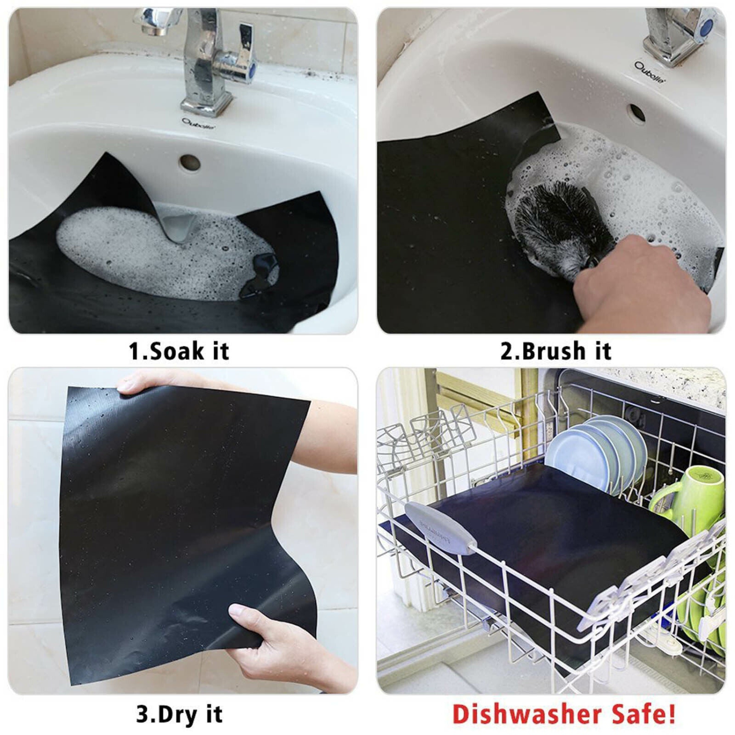 Ensemble de 6 tapis de cuisson antiadhésifs pour barbecue avec tapis de cuisson réutilisables Bake Cooking Garden