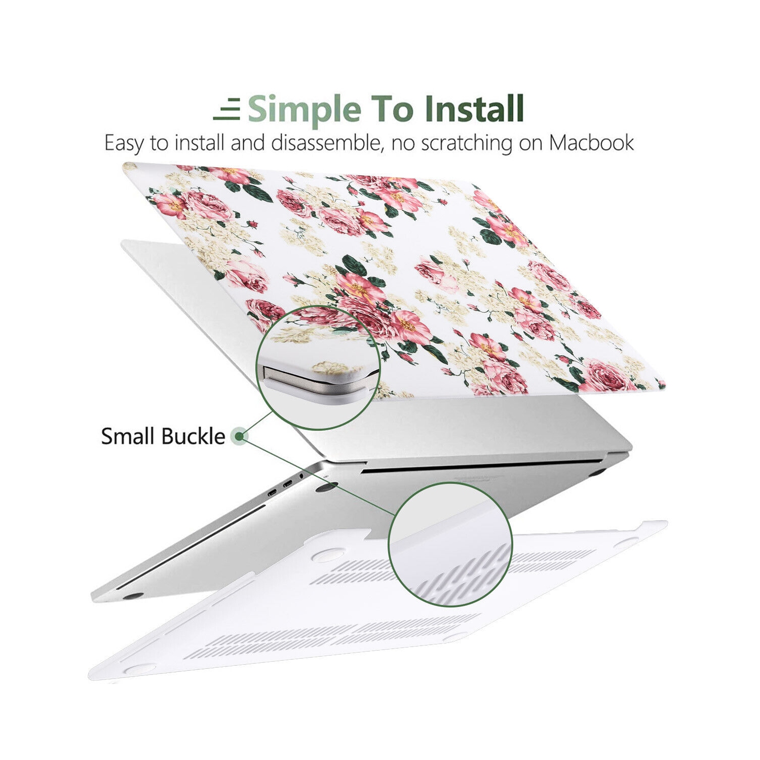 MacBook Pro 13" 2020 Flower Pattern Hard Case w/ Keyboard Cover,Screen Protector
