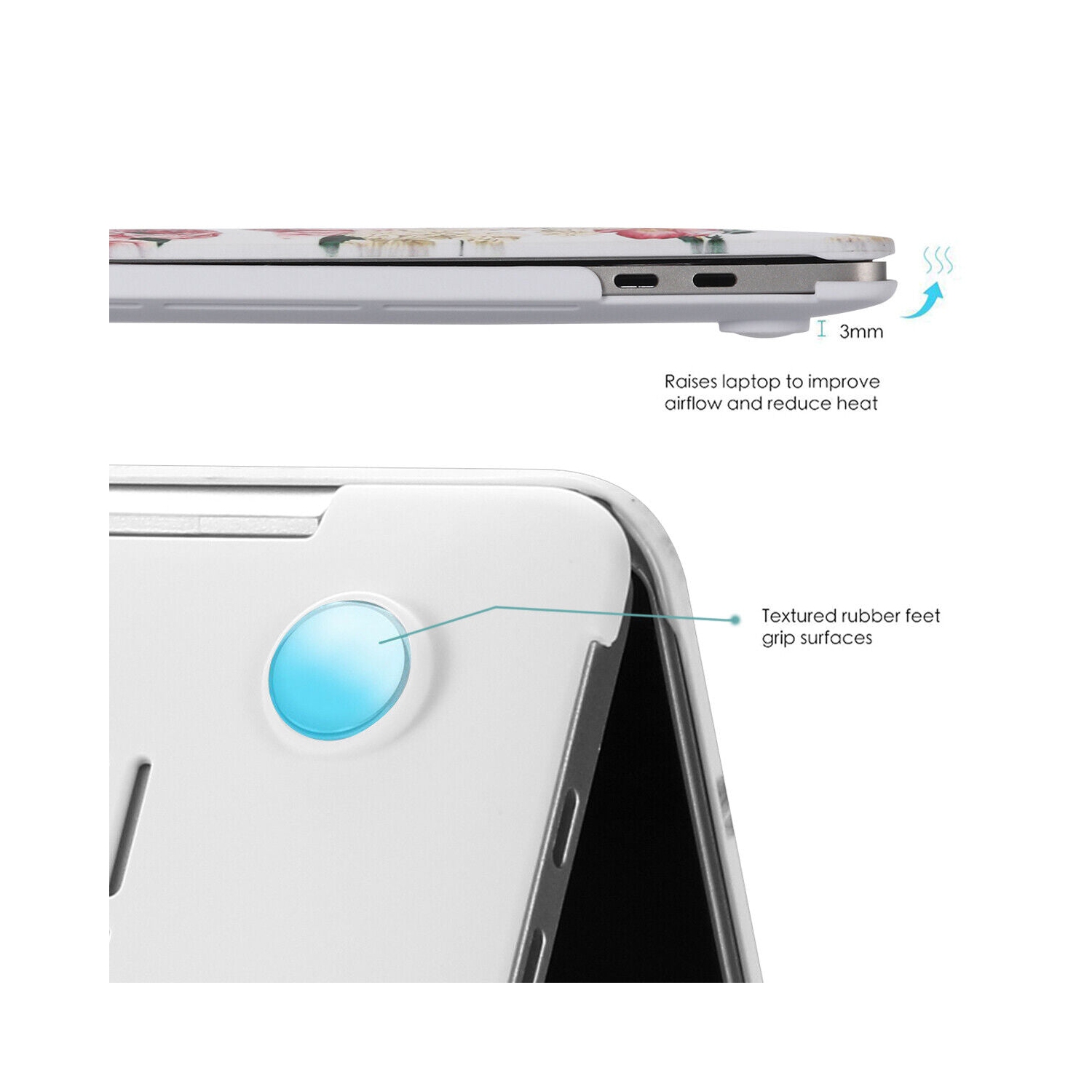 MacBook Pro 13" 2020 Flower Pattern Hard Case w/ Keyboard Cover,Screen Protector