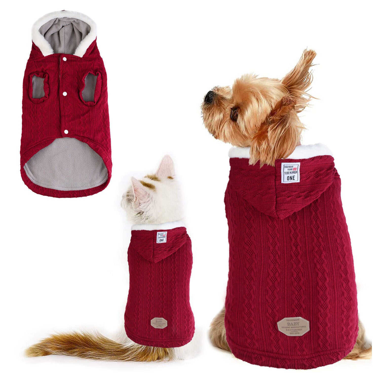 [Soft & Comfortable] Fleece and Cotton Lining Extra Warm Dog Hoodie in Winter