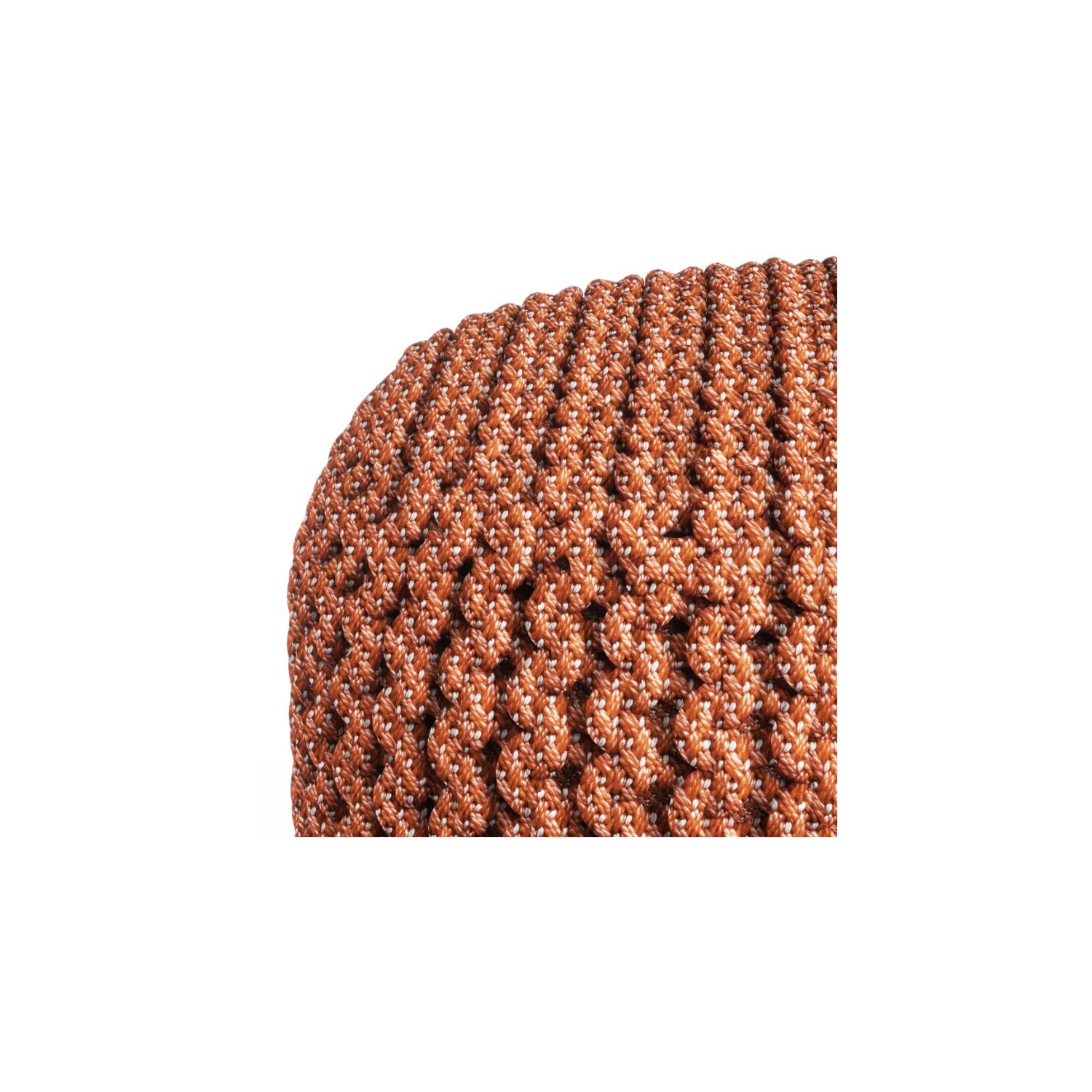 Pemberly Row Traditional Boho Round Fabric Knitted Pouf in Orange